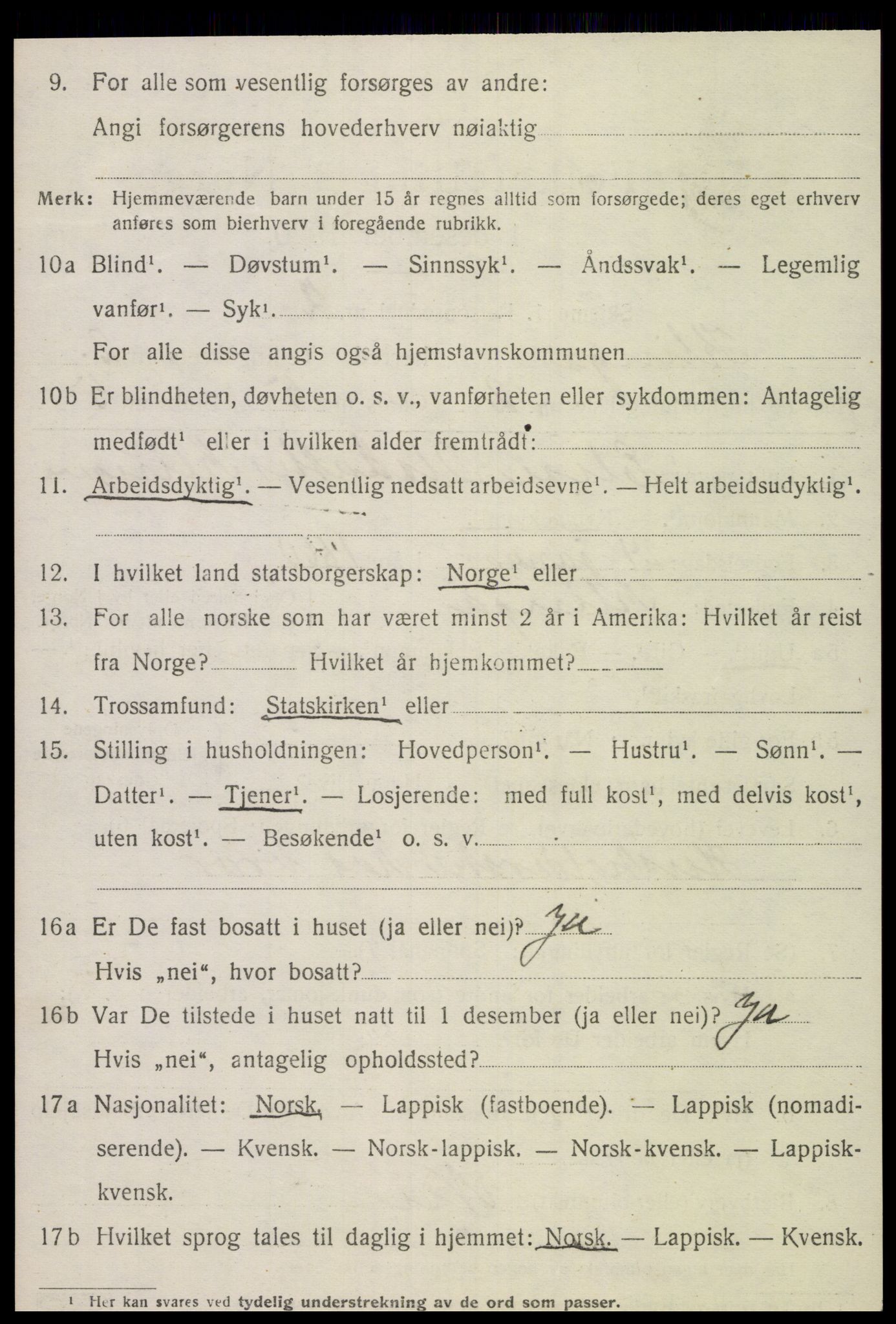 SAT, 1920 census for Klinga, 1920, p. 2060