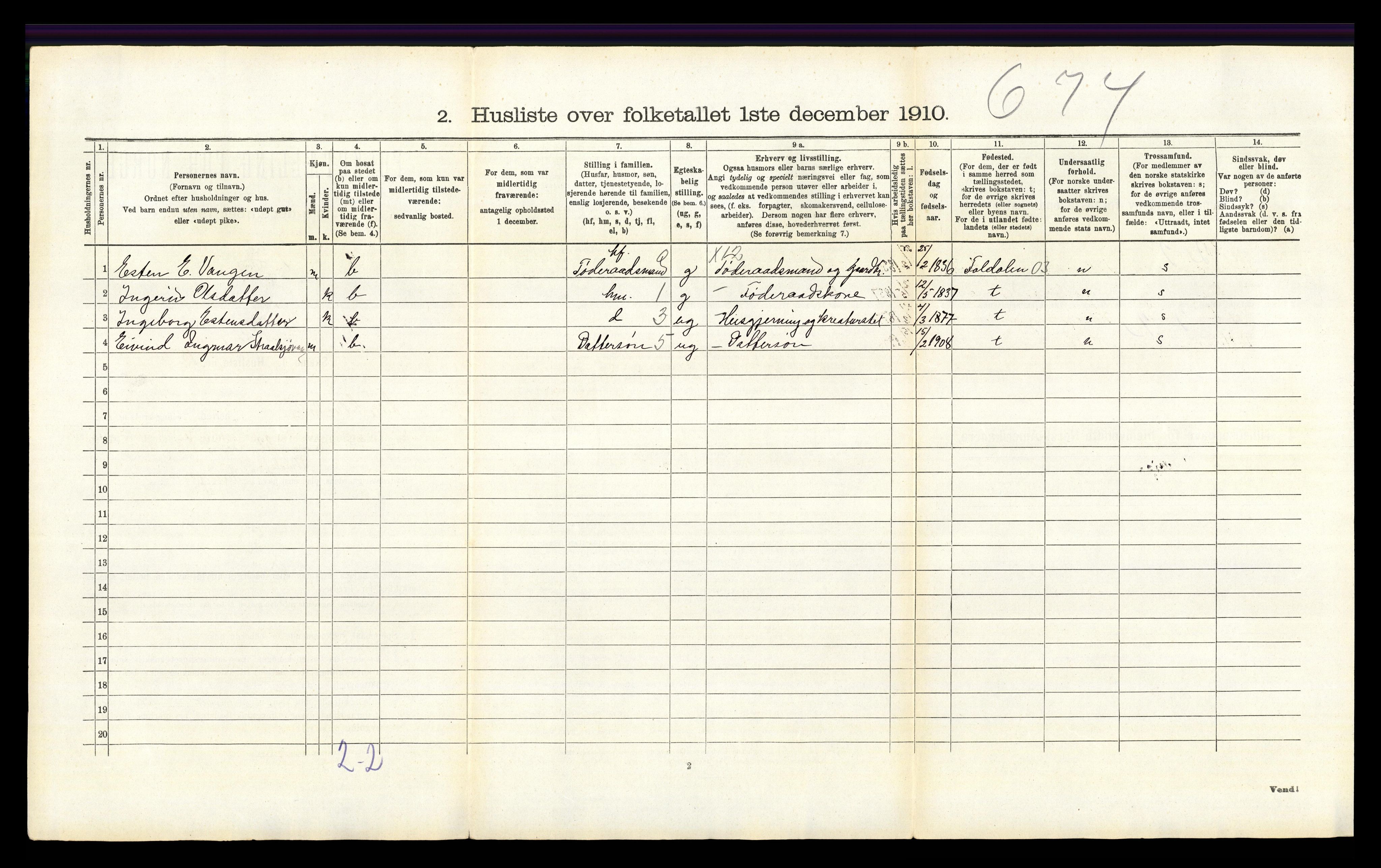 RA, 1910 census for Lille Elvedalen, 1910, p. 764