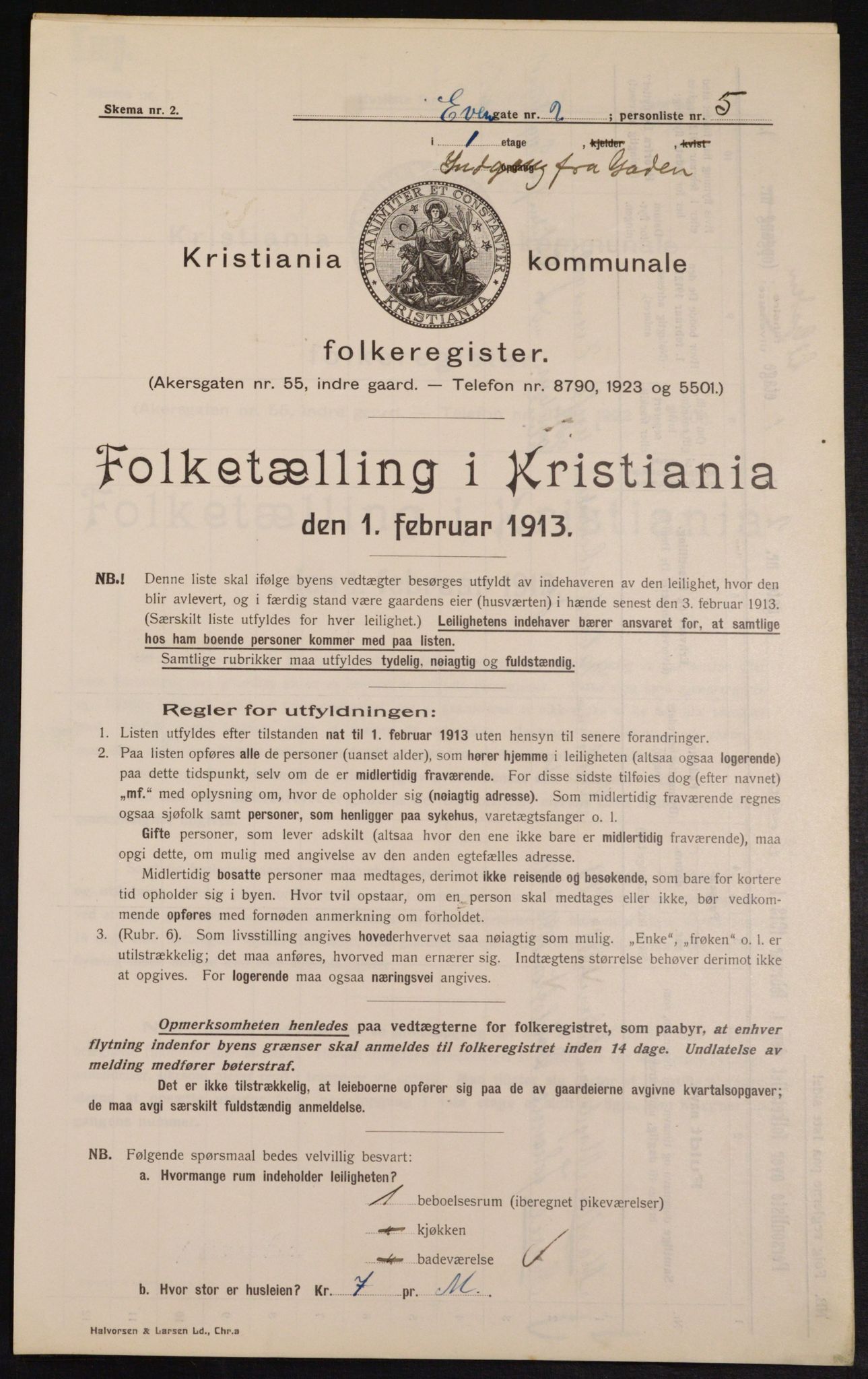 OBA, Municipal Census 1913 for Kristiania, 1913, p. 23009