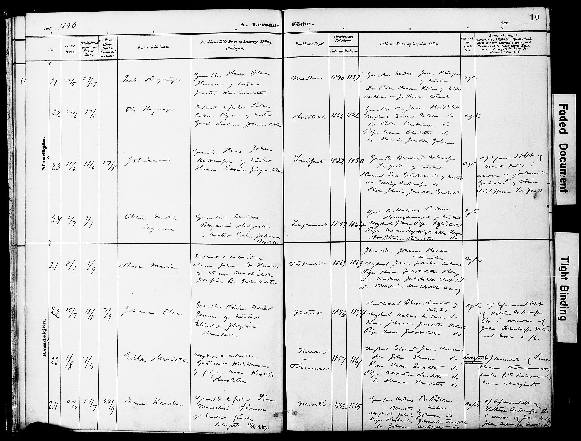 Ministerialprotokoller, klokkerbøker og fødselsregistre - Nordland, AV/SAT-A-1459/849/L0690: Parish register (official) no. 849A02, 1890-1897, p. 10