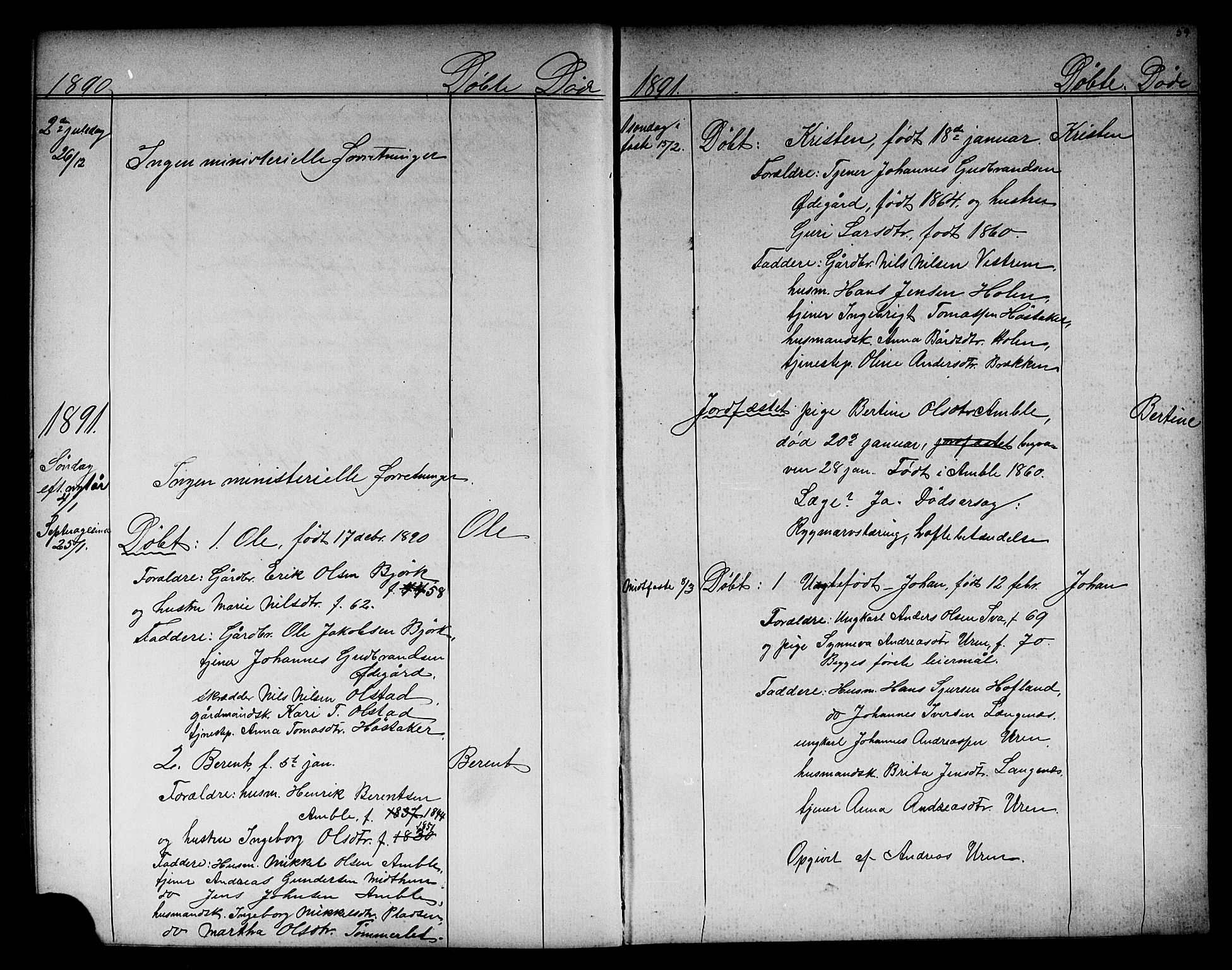 Sogndal sokneprestembete, SAB/A-81301/H/Hab/Habb/L0001: Parish register (copy) no. B 1, 1867-1907, p. 59