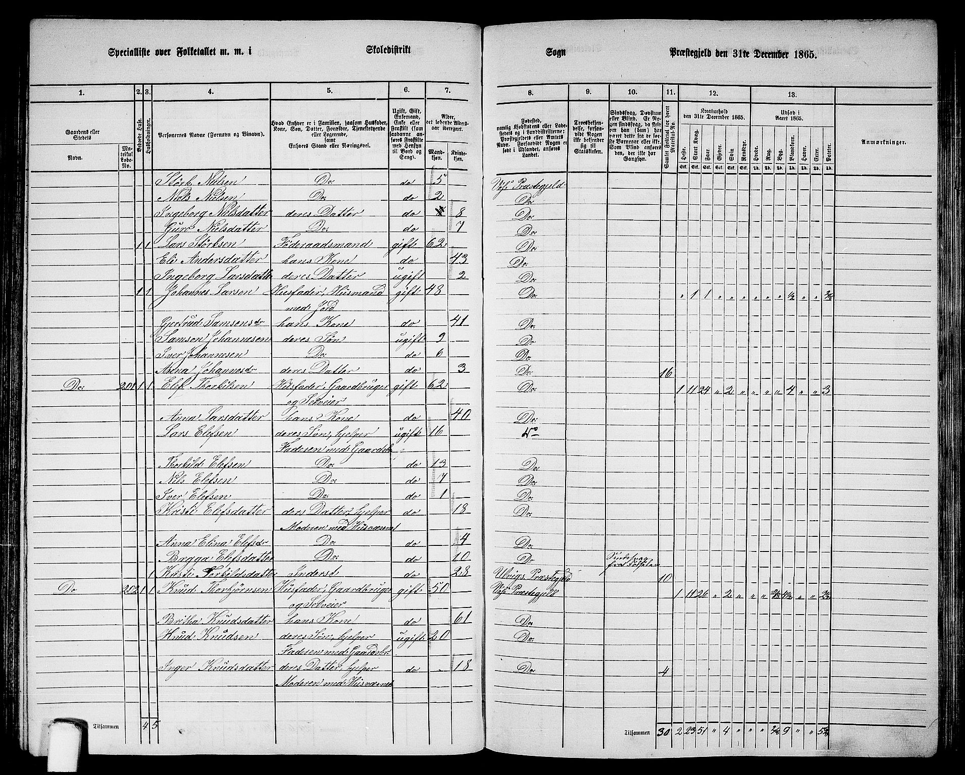 RA, 1865 census for Voss, 1865, p. 108