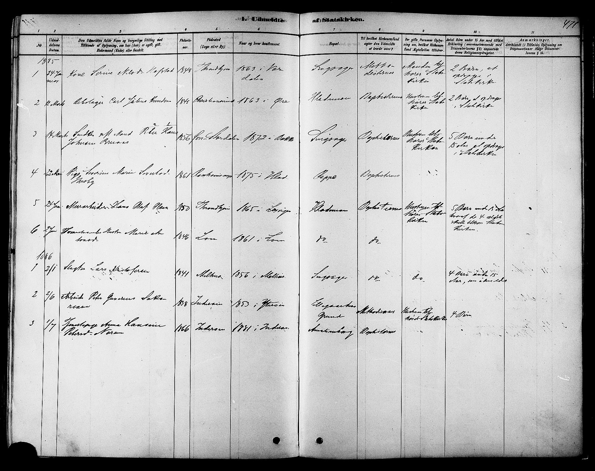 Ministerialprotokoller, klokkerbøker og fødselsregistre - Sør-Trøndelag, SAT/A-1456/606/L0294: Parish register (official) no. 606A09, 1878-1886, p. 471