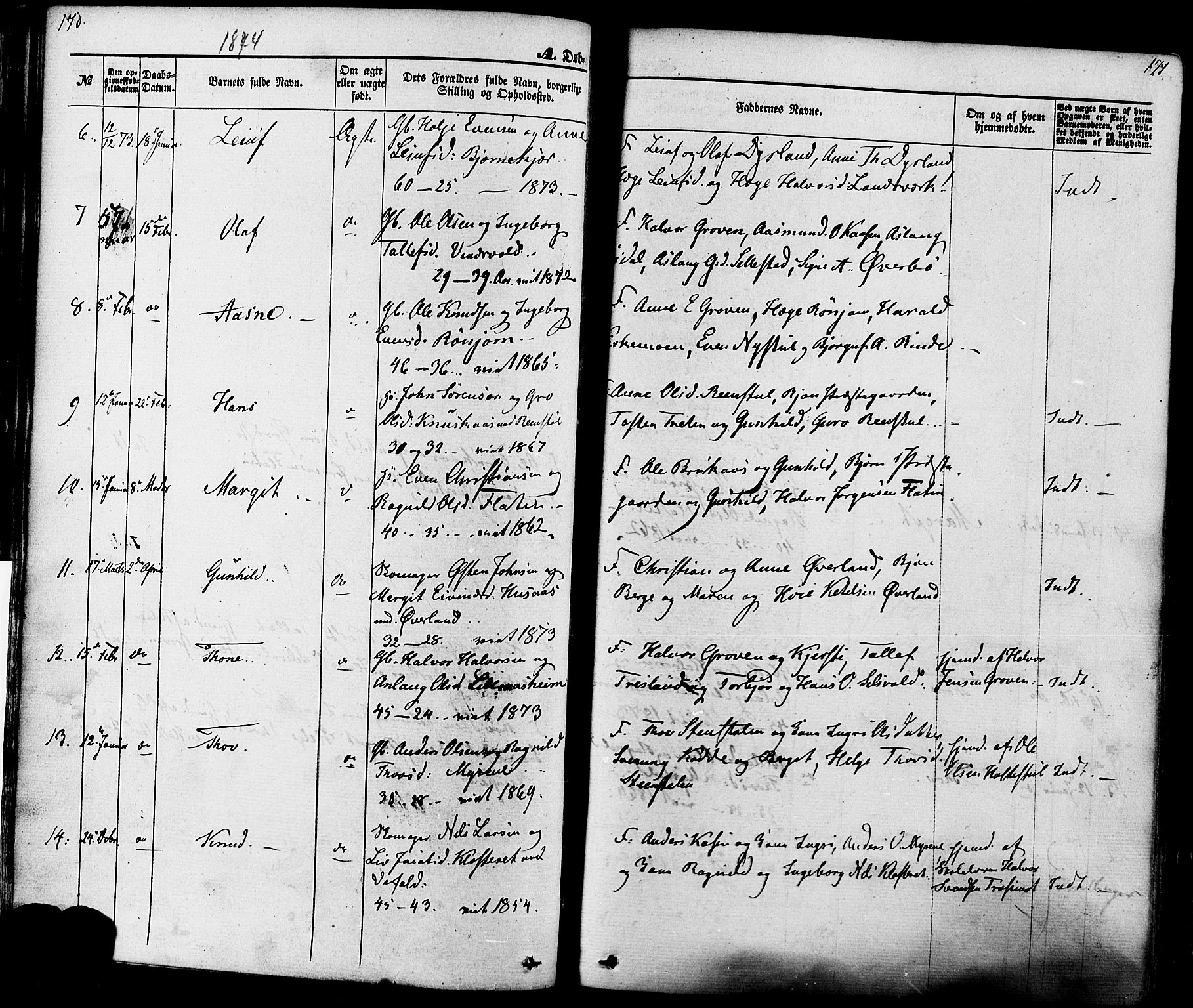 Seljord kirkebøker, AV/SAKO-A-20/F/Fa/L0013: Parish register (official) no. I 13, 1866-1876, p. 170-171