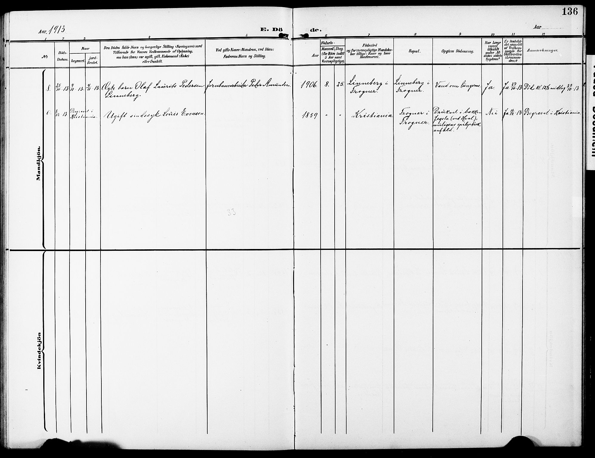 Sørum prestekontor Kirkebøker, AV/SAO-A-10303/G/Gb/L0001: Parish register (copy) no. II 1, 1907-1929, p. 136