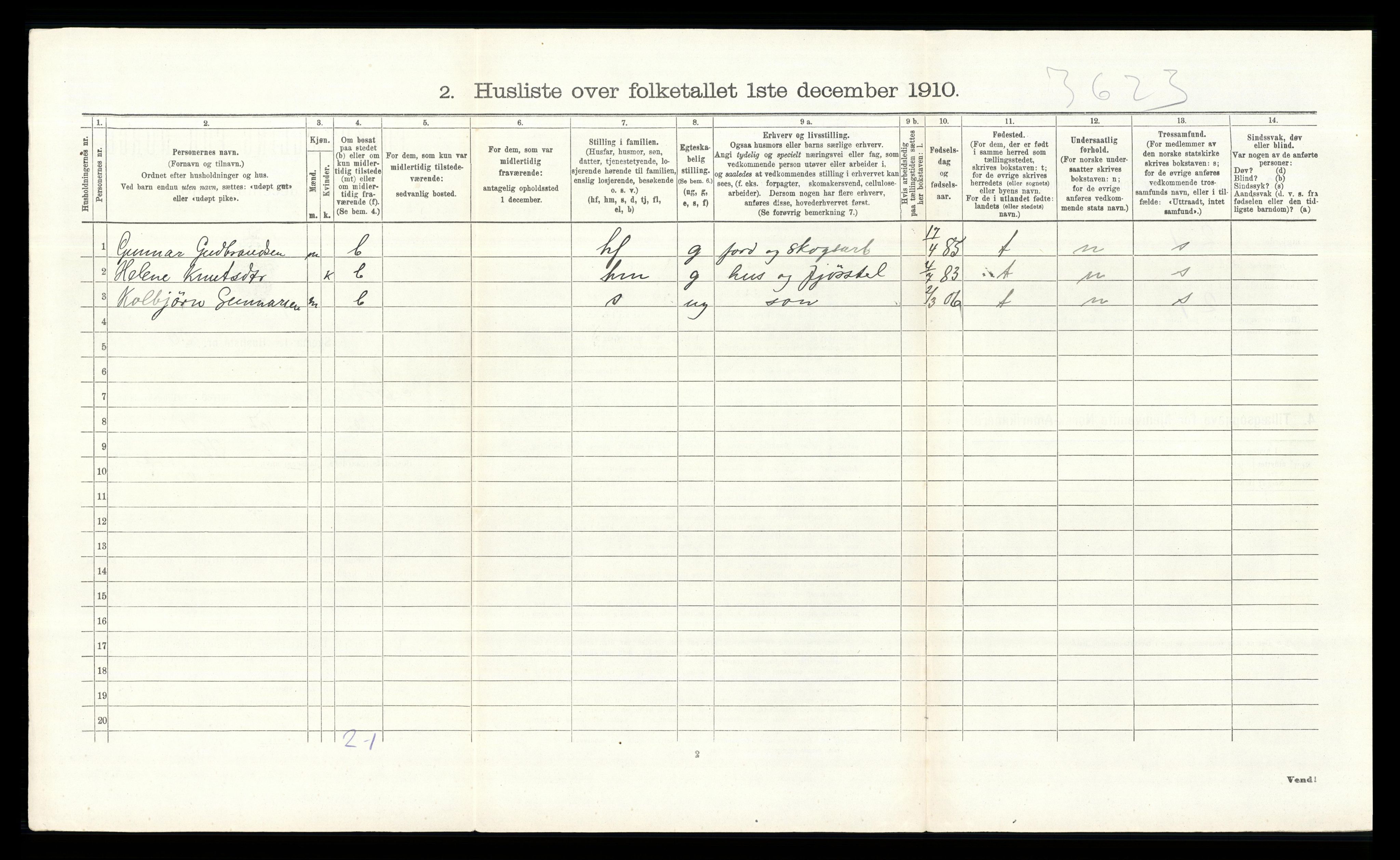 RA, 1910 census for Nordre Land, 1910, p. 1444