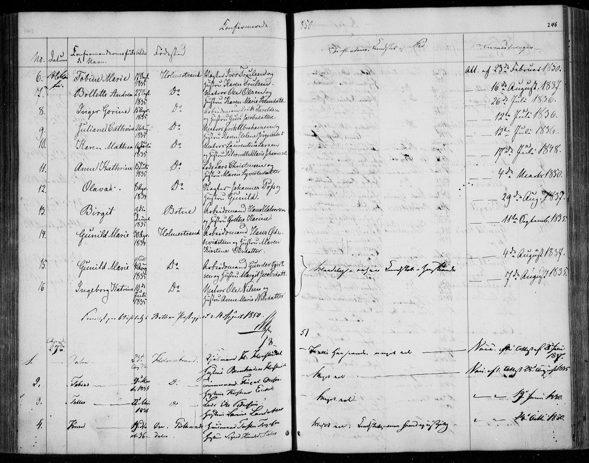 Holmestrand kirkebøker, AV/SAKO-A-346/F/Fa/L0002: Parish register (official) no. 2, 1840-1866, p. 246