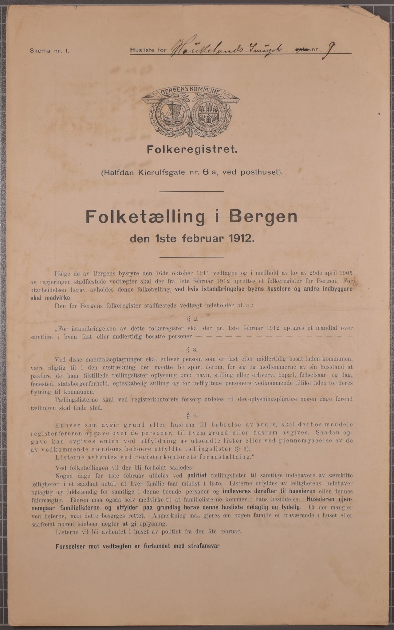 SAB, Municipal Census 1912 for Bergen, 1912, p. 1855