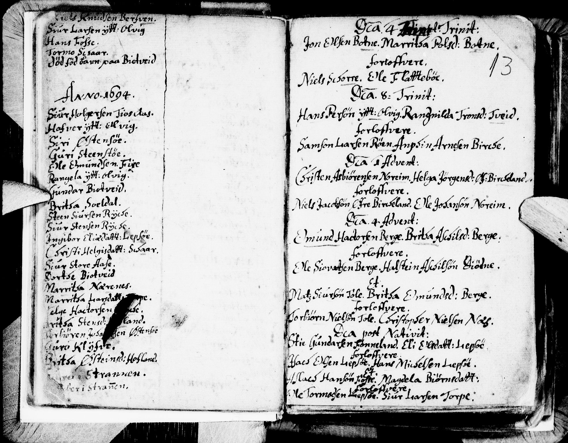 Kvam sokneprestembete, SAB/A-76201/H/Haa: Parish register (official) no. A 1, 1690-1741, p. 13