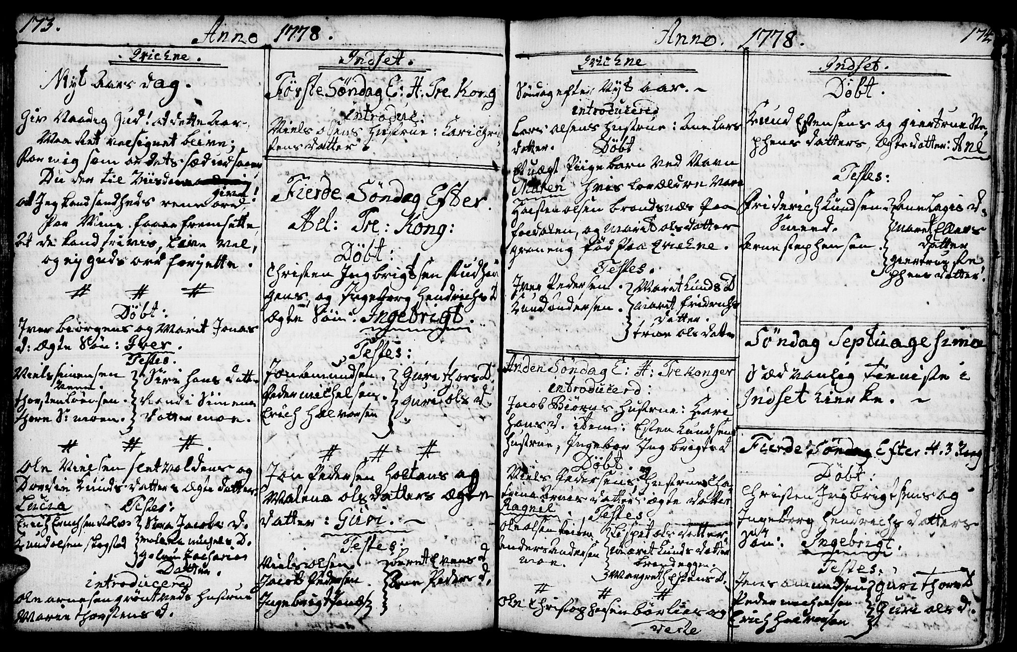 Kvikne prestekontor, SAH/PREST-064/H/Ha/Haa/L0002: Parish register (official) no. 2, 1764-1784, p. 173-174