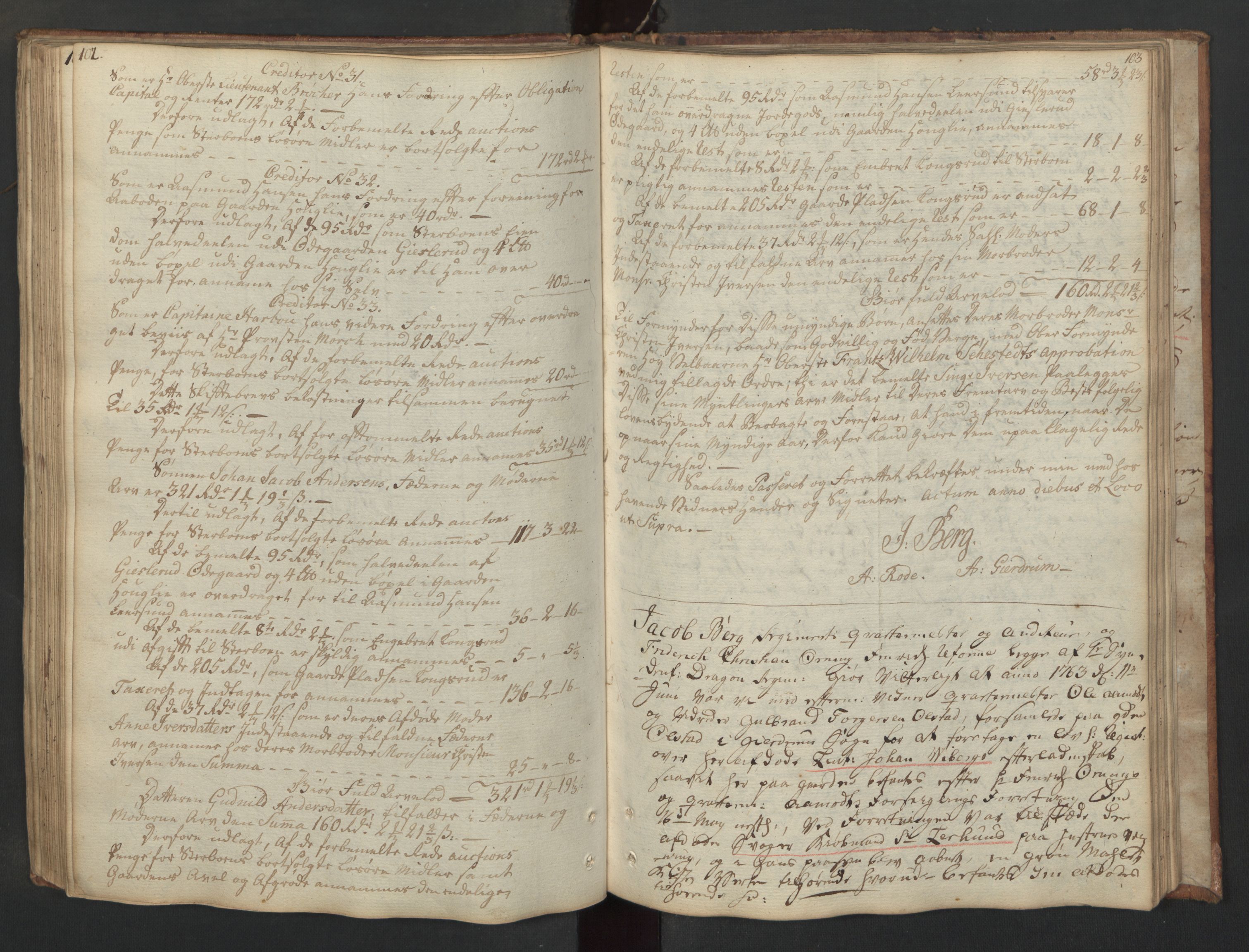 Forsvaret, Generalauditøren, AV/RA-RAFA-1772/F/Fj/Fjc/L0007: Skifteprotokol for 1ste søndenfjeldske dragonregiment, 1762-1789, p. 102-103