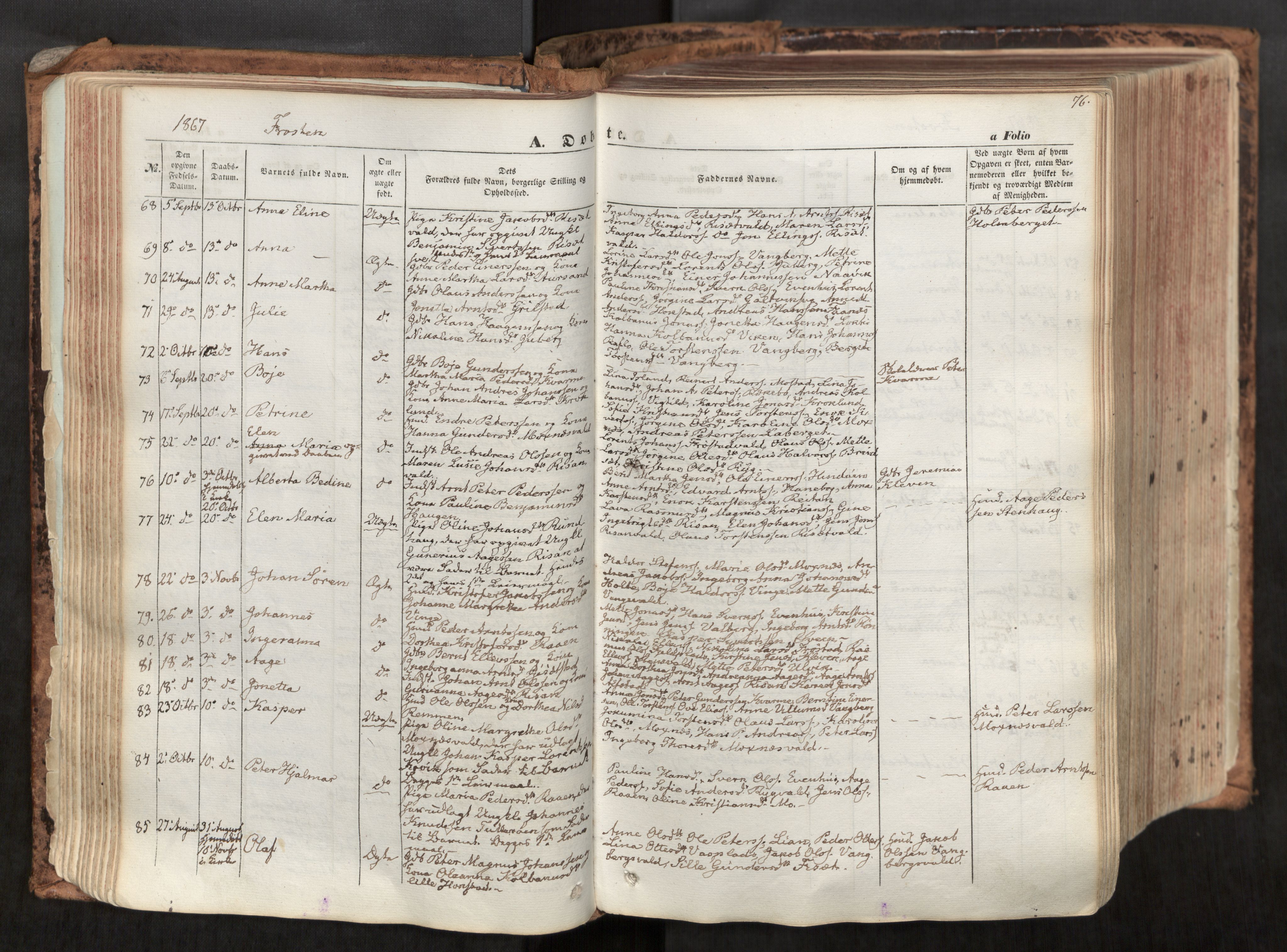 Ministerialprotokoller, klokkerbøker og fødselsregistre - Nord-Trøndelag, SAT/A-1458/713/L0116: Parish register (official) no. 713A07, 1850-1877, p. 76
