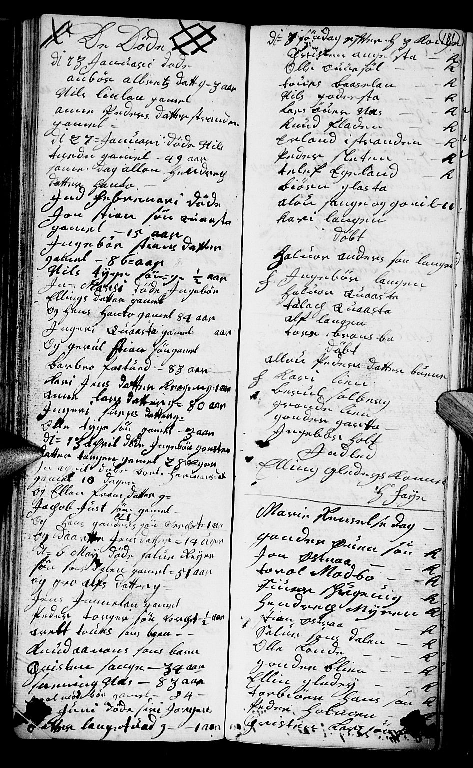 Holt sokneprestkontor, SAK/1111-0021/F/Fb/L0004: Parish register (copy) no. B 4, 1730-1746, p. 181