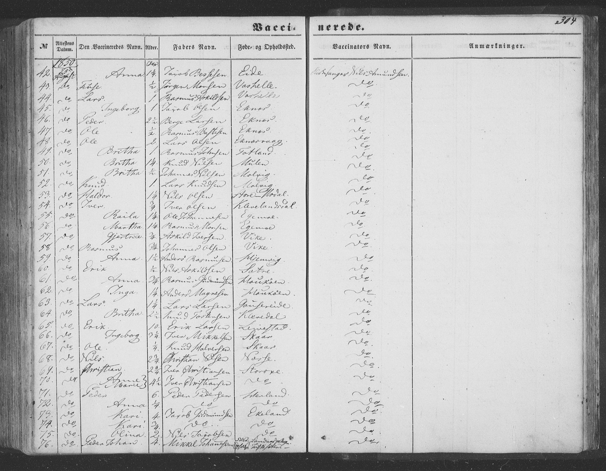 Hosanger sokneprestembete, SAB/A-75801/H/Haa: Parish register (official) no. A 8, 1849-1863, p. 304