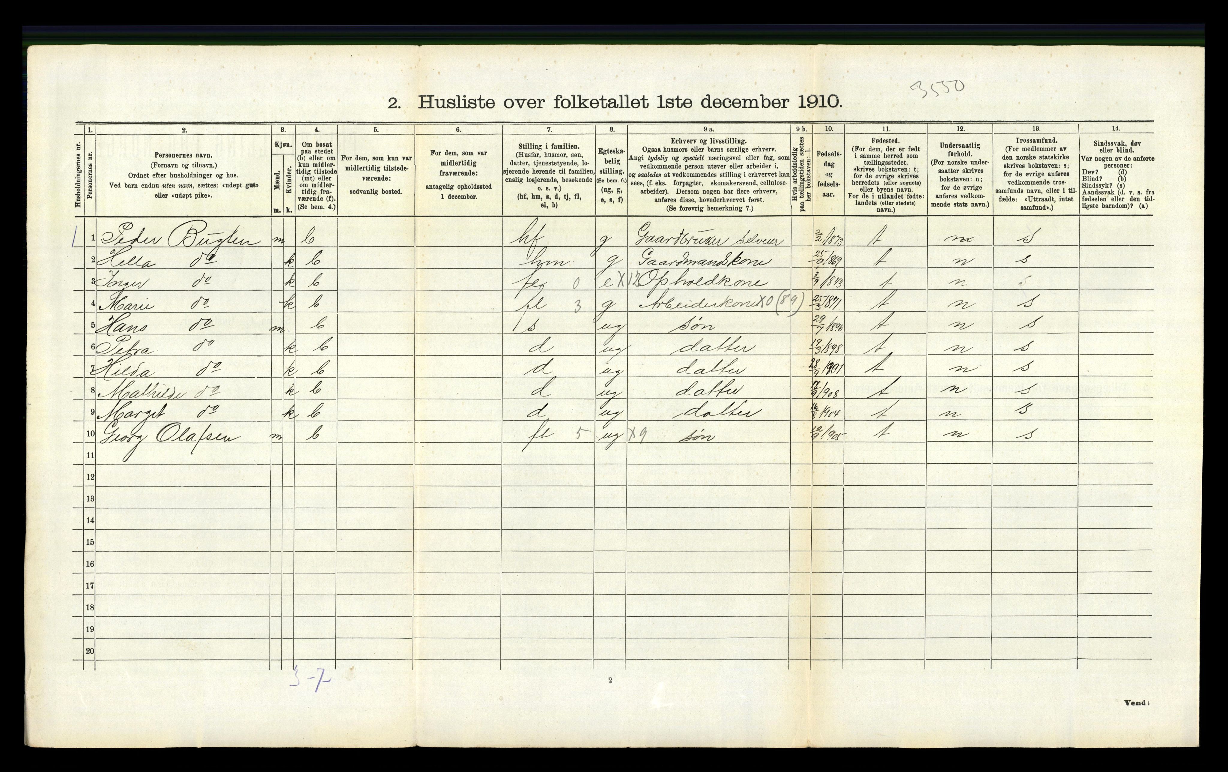 RA, 1910 census for Hedrum, 1910, p. 1293