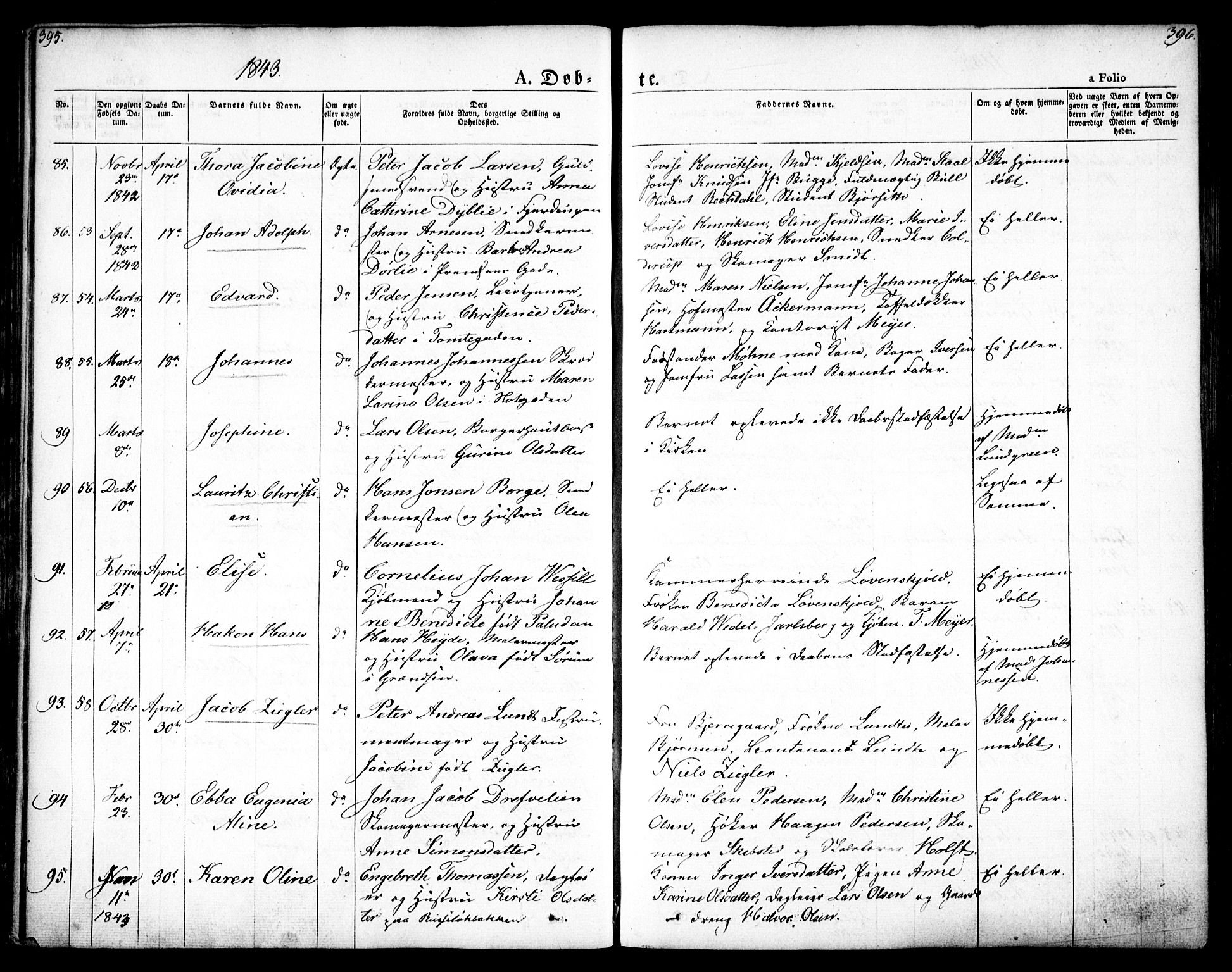 Oslo domkirke Kirkebøker, SAO/A-10752/F/Fa/L0012: Parish register (official) no. 12, 1837-1845, p. 395-396