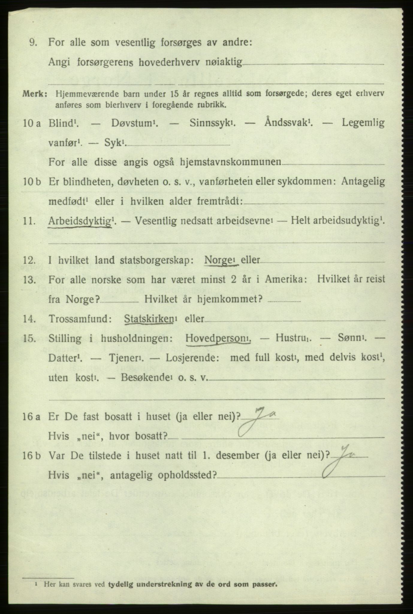 SAB, 1920 census for Ølen, 1920, p. 3382