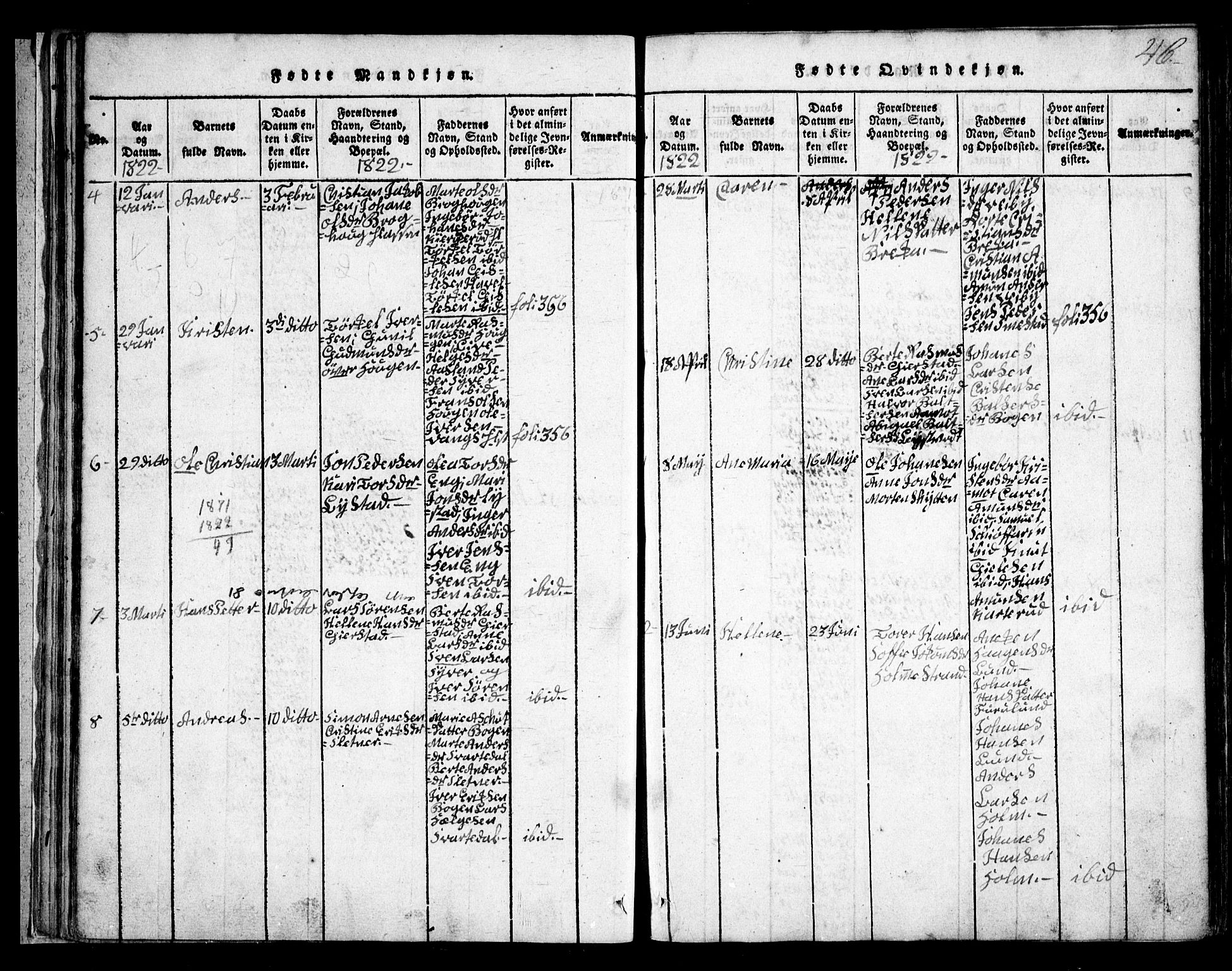 Skiptvet prestekontor Kirkebøker, AV/SAO-A-20009/G/Ga/L0001: Parish register (copy) no. 1, 1815-1838, p. 46