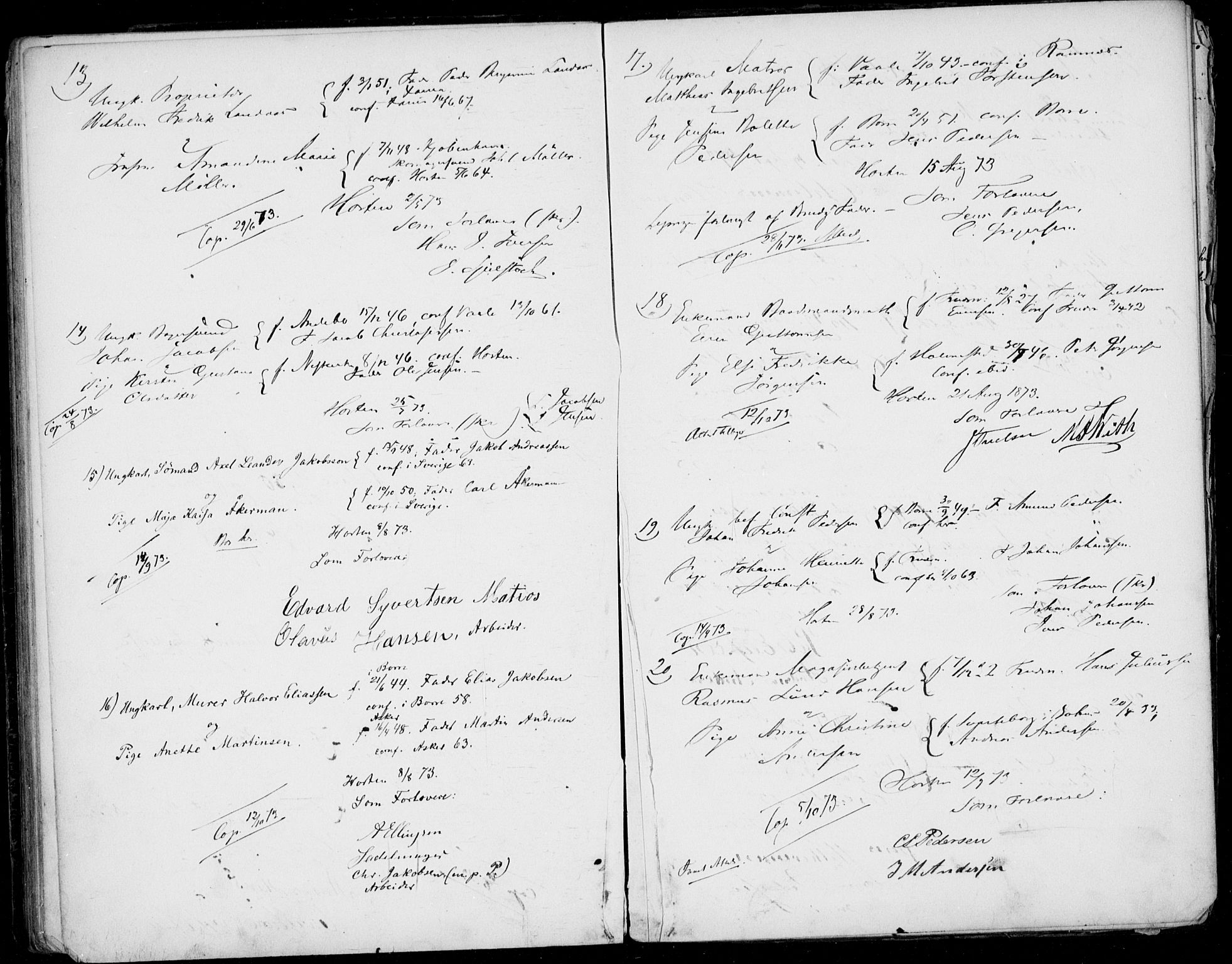 Horten kirkebøker, AV/SAKO-A-348/H/Ha/L0001: Banns register no. 1, 1855-1881