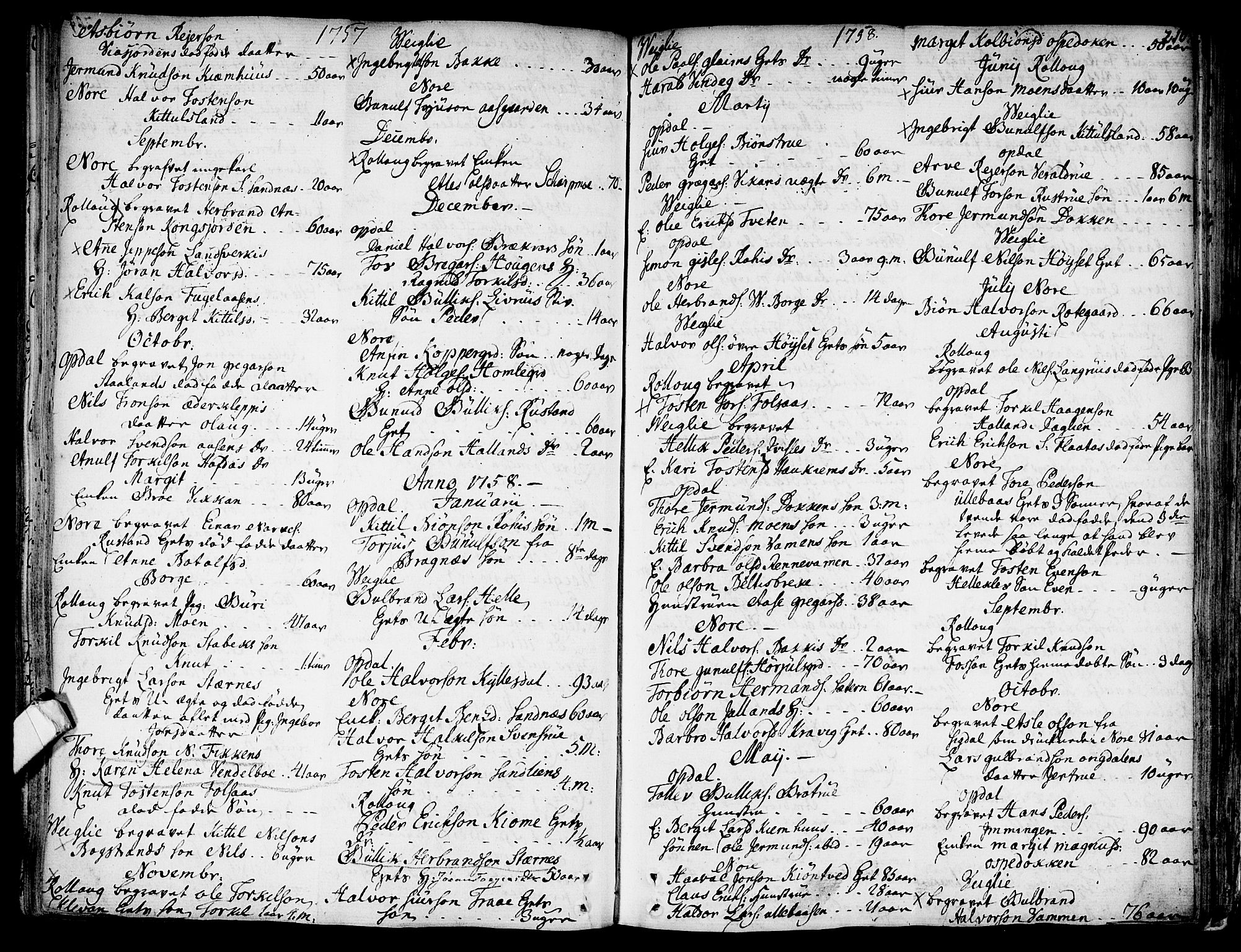 Rollag kirkebøker, SAKO/A-240/F/Fa/L0003: Parish register (official) no. I 3, 1743-1778, p. 210