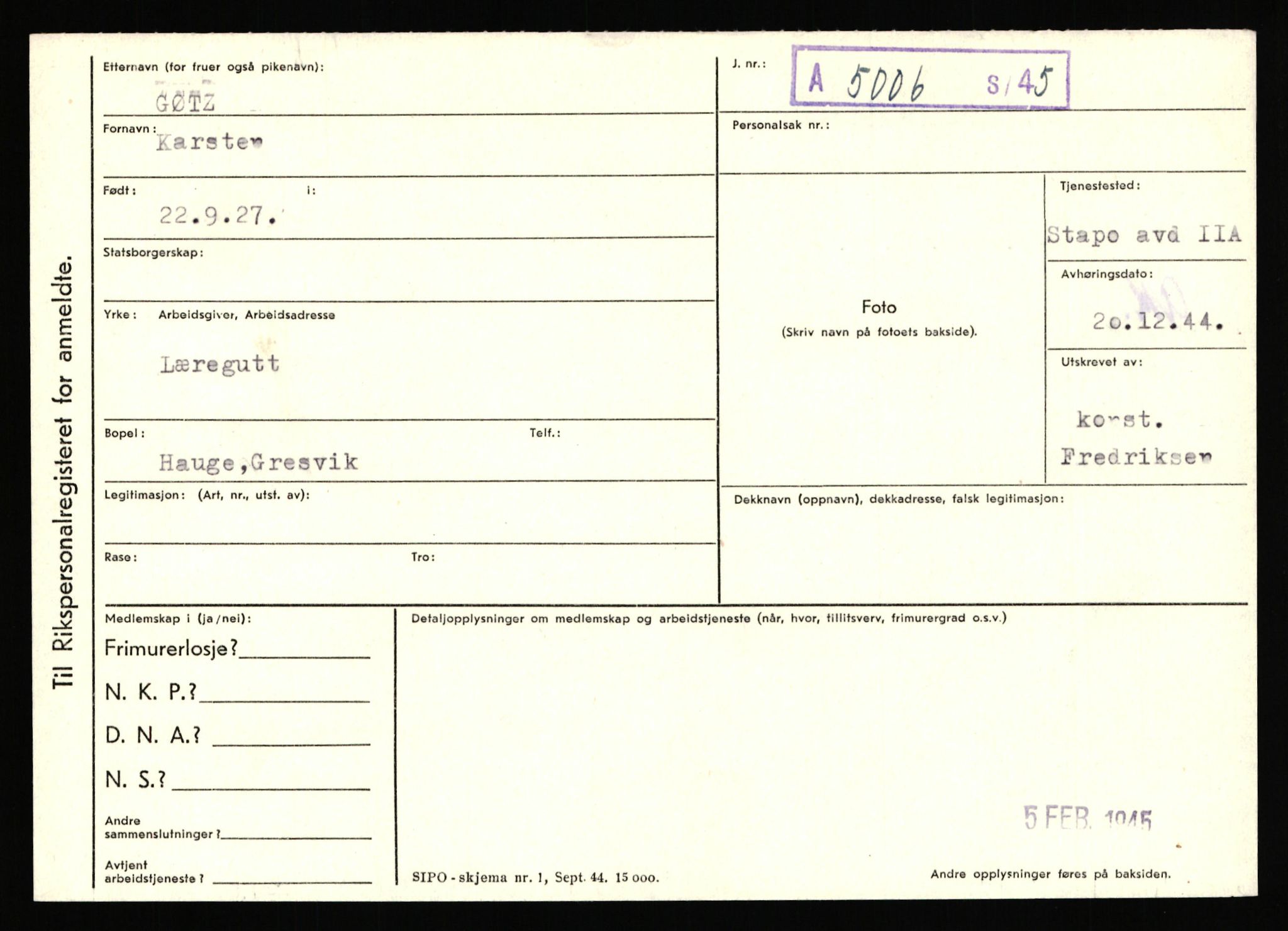 Statspolitiet - Hovedkontoret / Osloavdelingen, AV/RA-S-1329/C/Ca/L0005: Furali - Hamula, 1943-1945, p. 3416