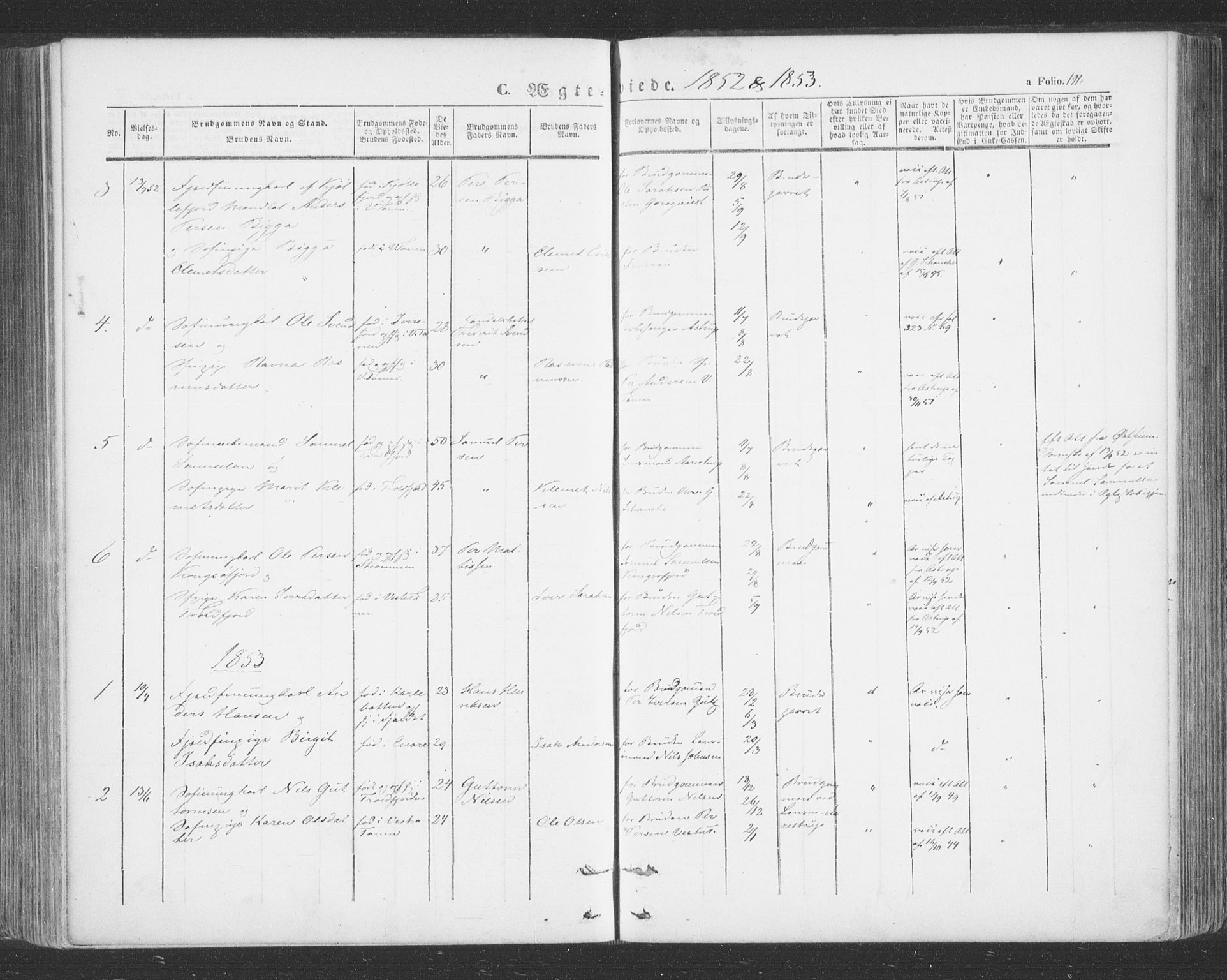 Tana sokneprestkontor, AV/SATØ-S-1334/H/Ha/L0001kirke: Parish register (official) no. 1, 1846-1861, p. 191