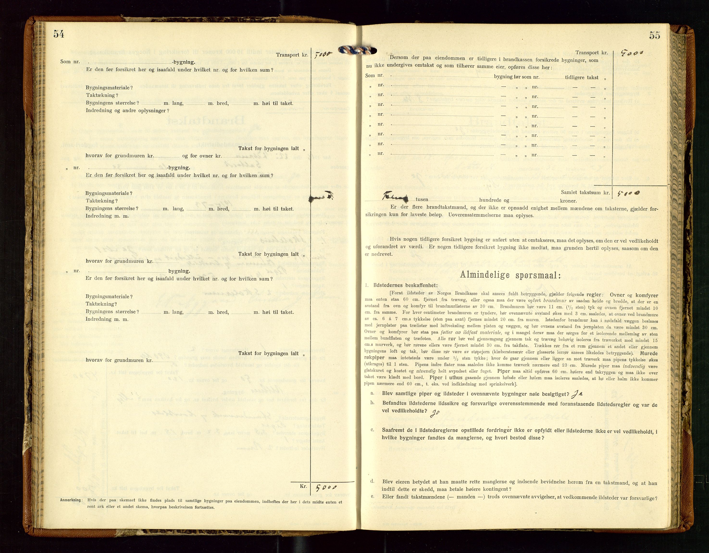 Torvestad lensmannskontor, AV/SAST-A-100307/1/Gob/L0005: "Brandtaxationsprotokol for Torvestad Lensmannsdistrikt", 1915-1928, p. 54-55