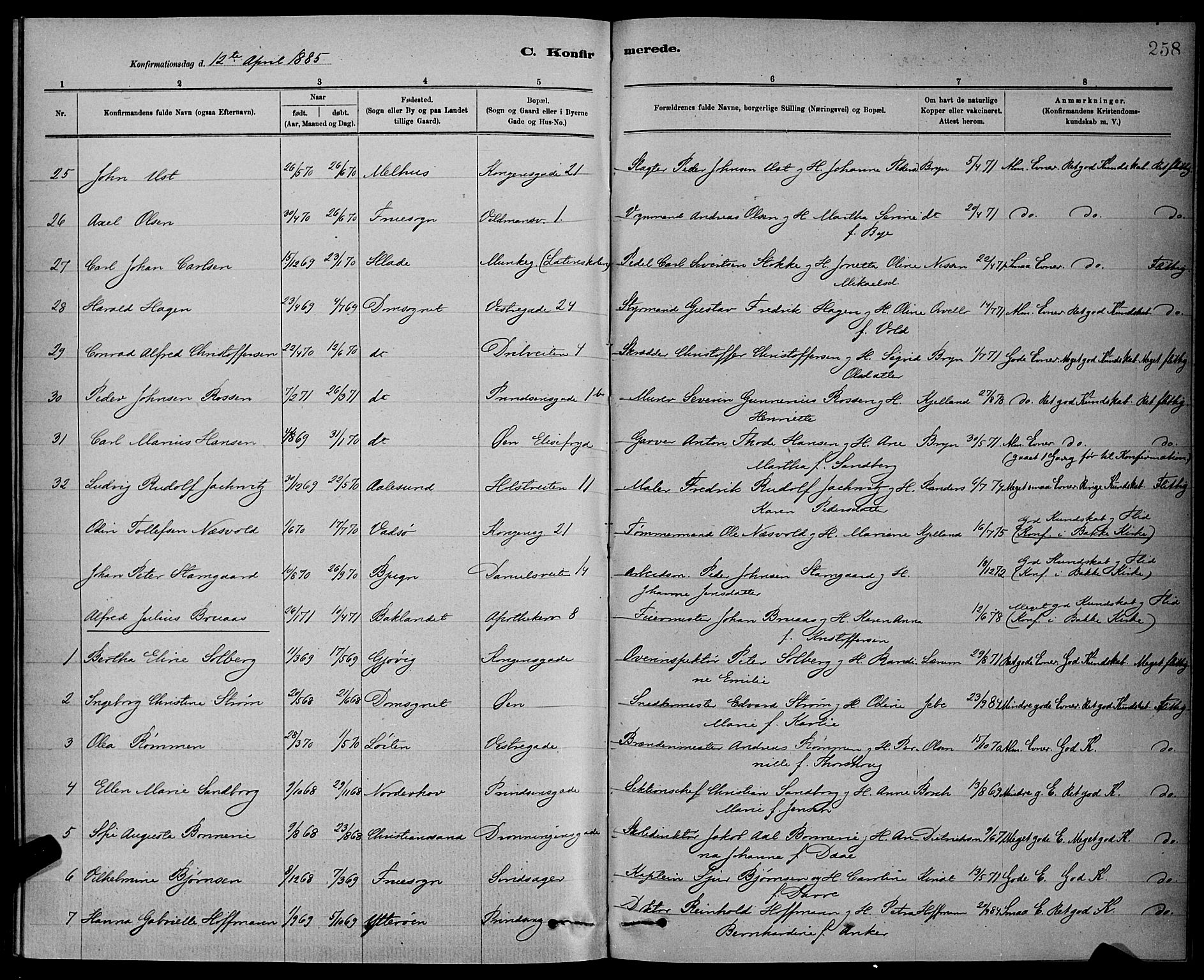 Ministerialprotokoller, klokkerbøker og fødselsregistre - Sør-Trøndelag, SAT/A-1456/601/L0092: Parish register (copy) no. 601C10, 1884-1897, p. 258