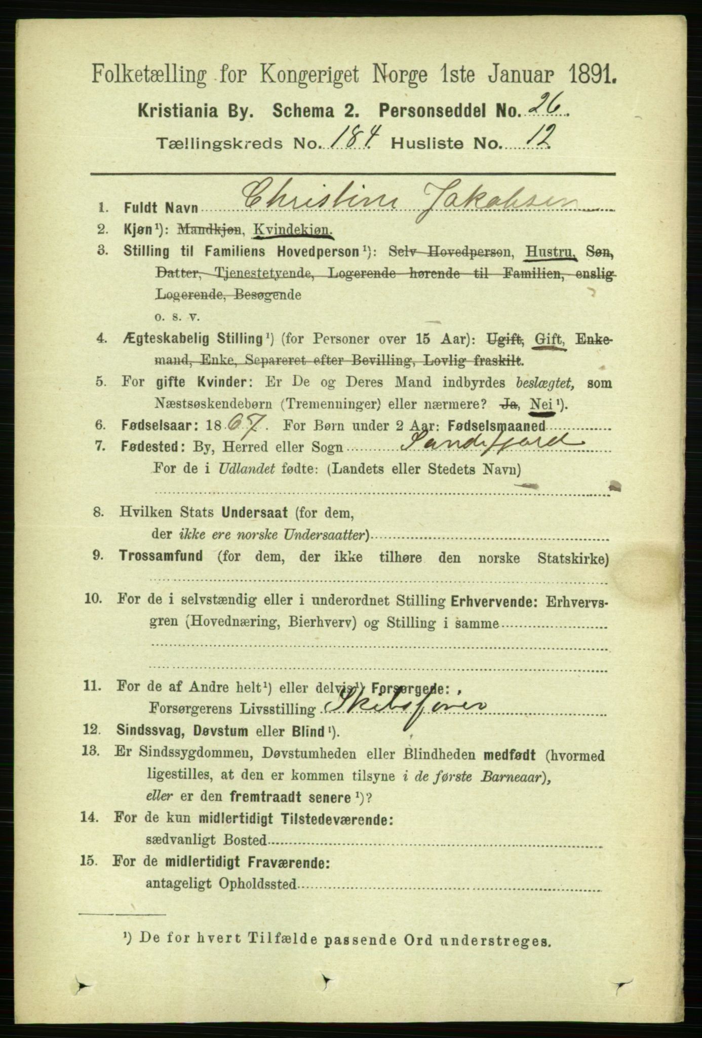 RA, 1891 census for 0301 Kristiania, 1891, p. 110511