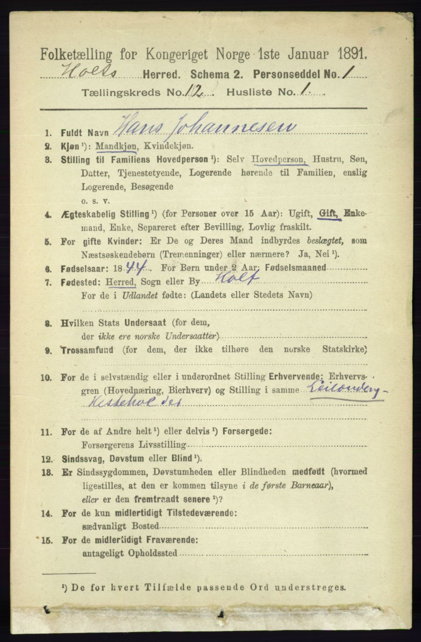 RA, 1891 census for 0914 Holt, 1891, p. 5061