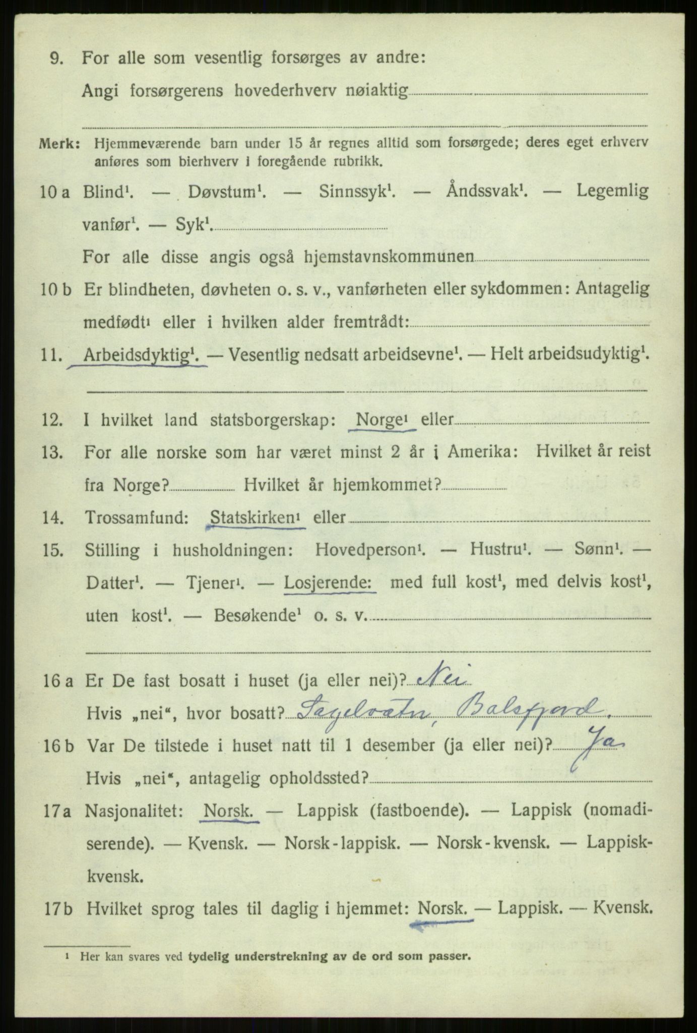 SATØ, 1920 census for Balsfjord, 1920, p. 5263