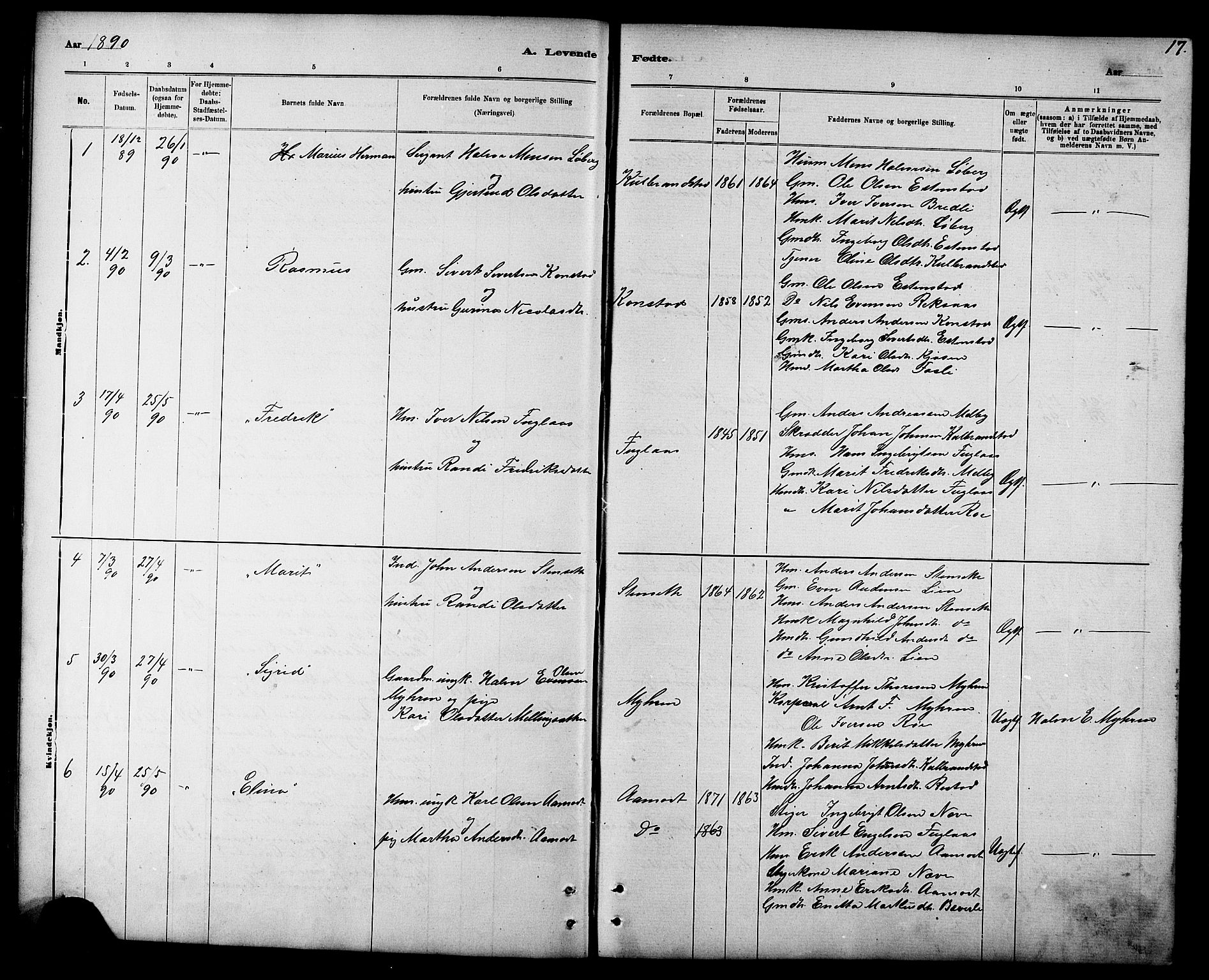 Ministerialprotokoller, klokkerbøker og fødselsregistre - Sør-Trøndelag, SAT/A-1456/694/L1132: Parish register (copy) no. 694C04, 1887-1914, p. 17