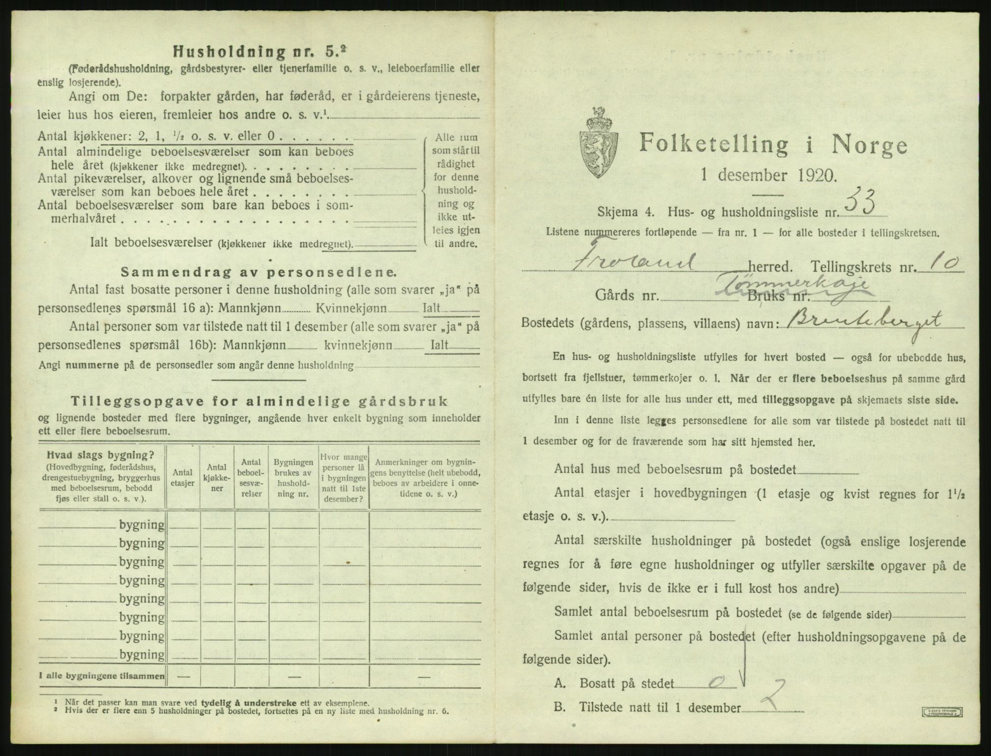 SAK, 1920 census for Froland, 1920, p. 895