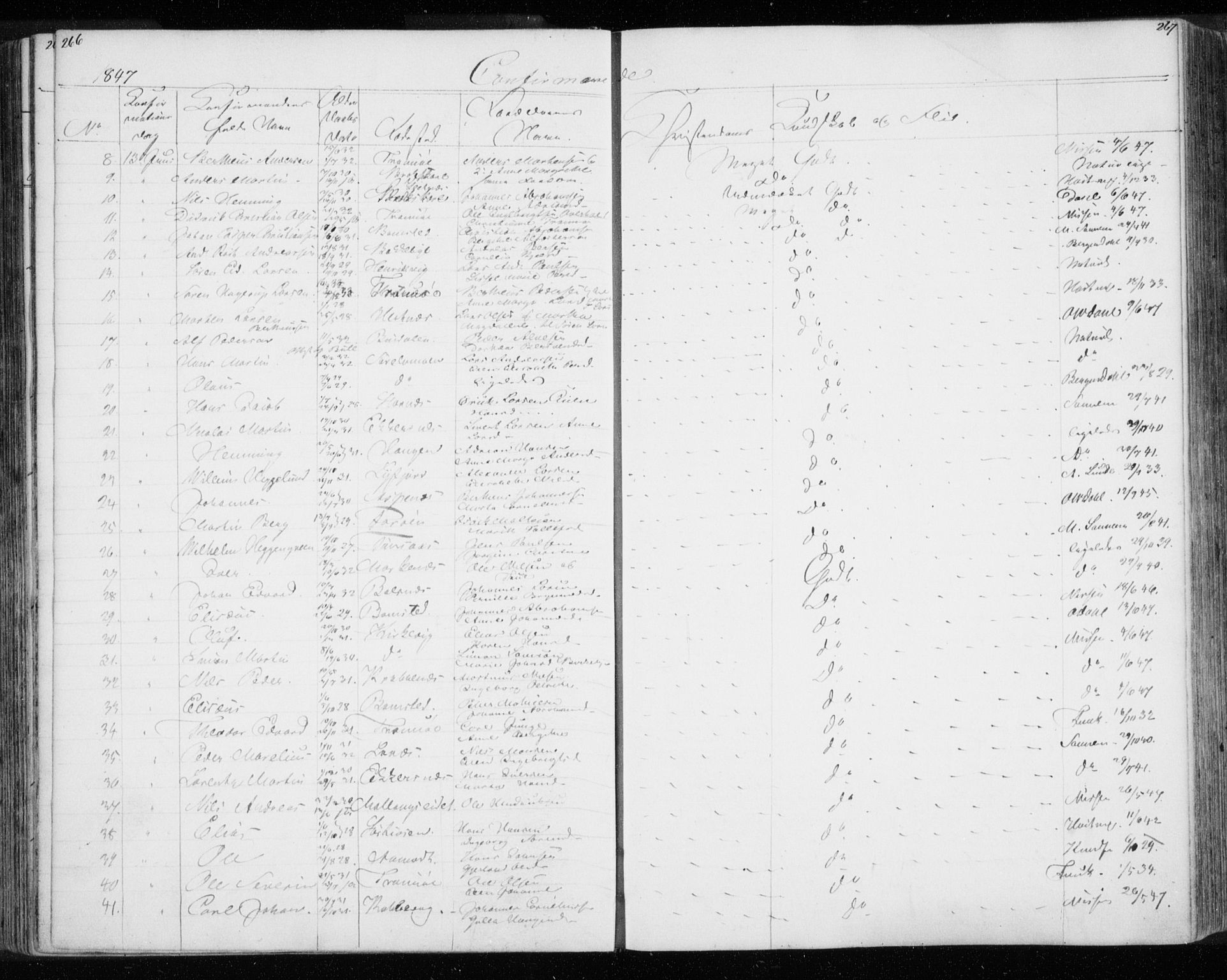 Tromsø sokneprestkontor/stiftsprosti/domprosti, AV/SATØ-S-1343/G/Gb/L0005klokker: Parish register (copy) no. 5, 1846-1857, p. 266-267