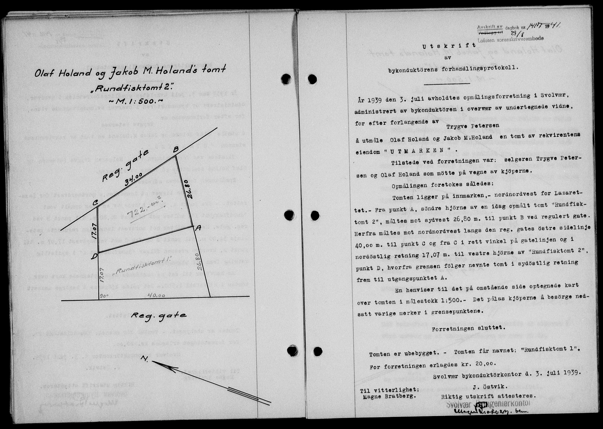 Lofoten sorenskriveri, SAT/A-0017/1/2/2C/L0008a: Mortgage book no. 8a, 1940-1941, Diary no: : 1417/1941