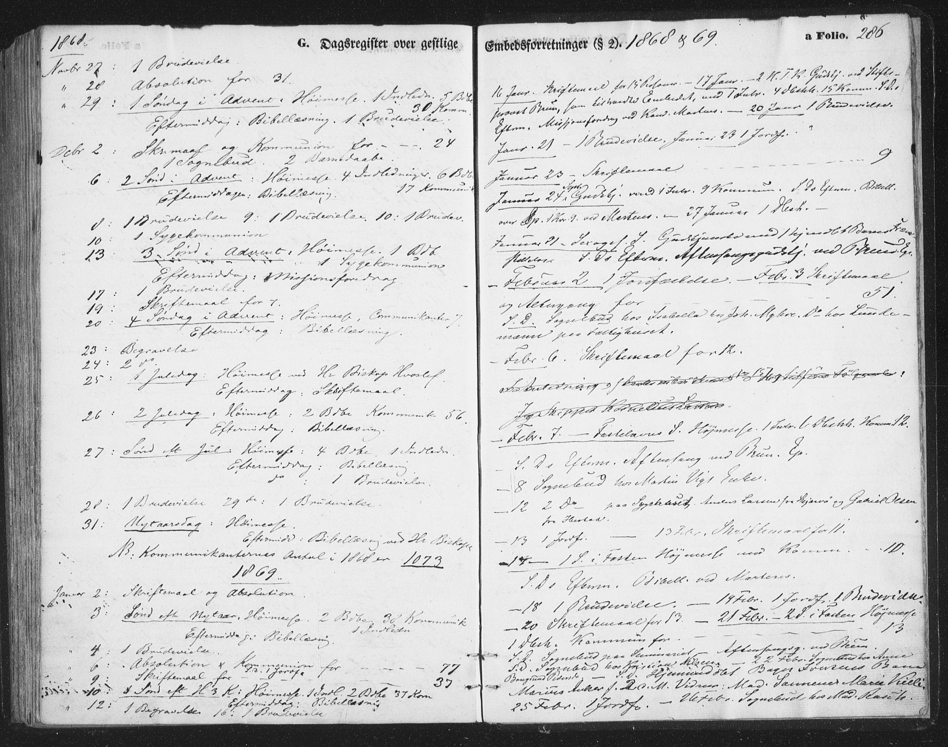 Tromsø sokneprestkontor/stiftsprosti/domprosti, SATØ/S-1343/G/Ga/L0012kirke: Parish register (official) no. 12, 1865-1871, p. 286