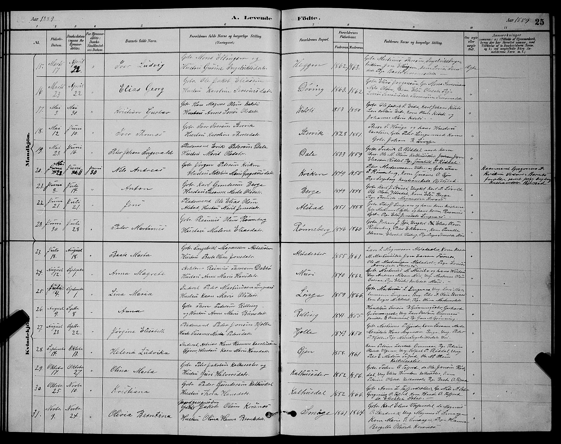 Ministerialprotokoller, klokkerbøker og fødselsregistre - Møre og Romsdal, AV/SAT-A-1454/519/L0263: Parish register (copy) no. 519C04, 1885-1892, p. 25