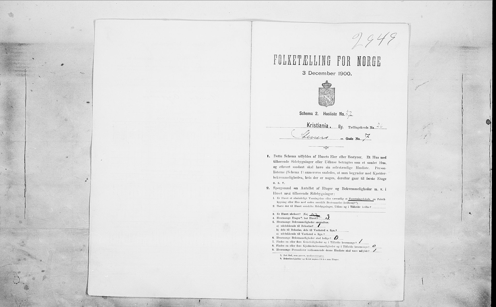 SAO, 1900 census for Kristiania, 1900, p. 91034