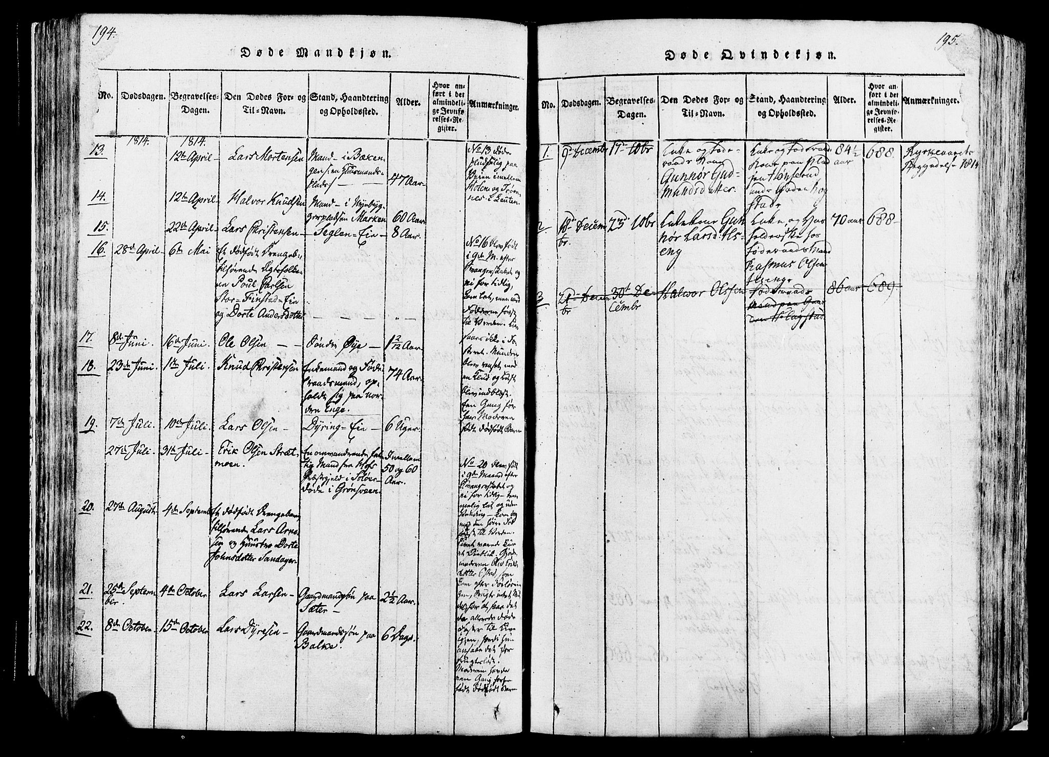 Løten prestekontor, SAH/PREST-022/K/Ka/L0005: Parish register (official) no. 5, 1814-1832, p. 194-195