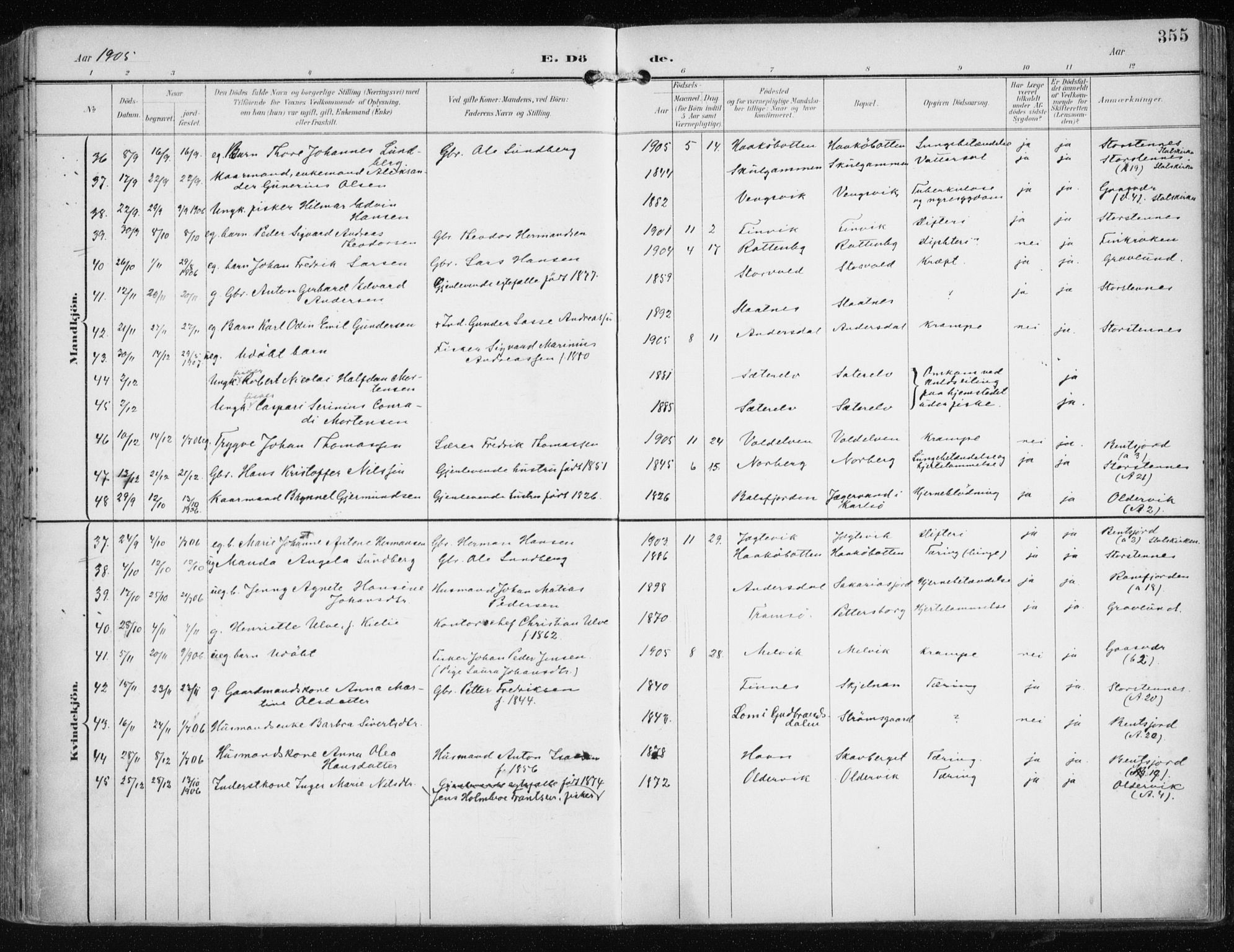 Tromsøysund sokneprestkontor, AV/SATØ-S-1304/G/Ga/L0006kirke: Parish register (official) no. 6, 1897-1906, p. 355