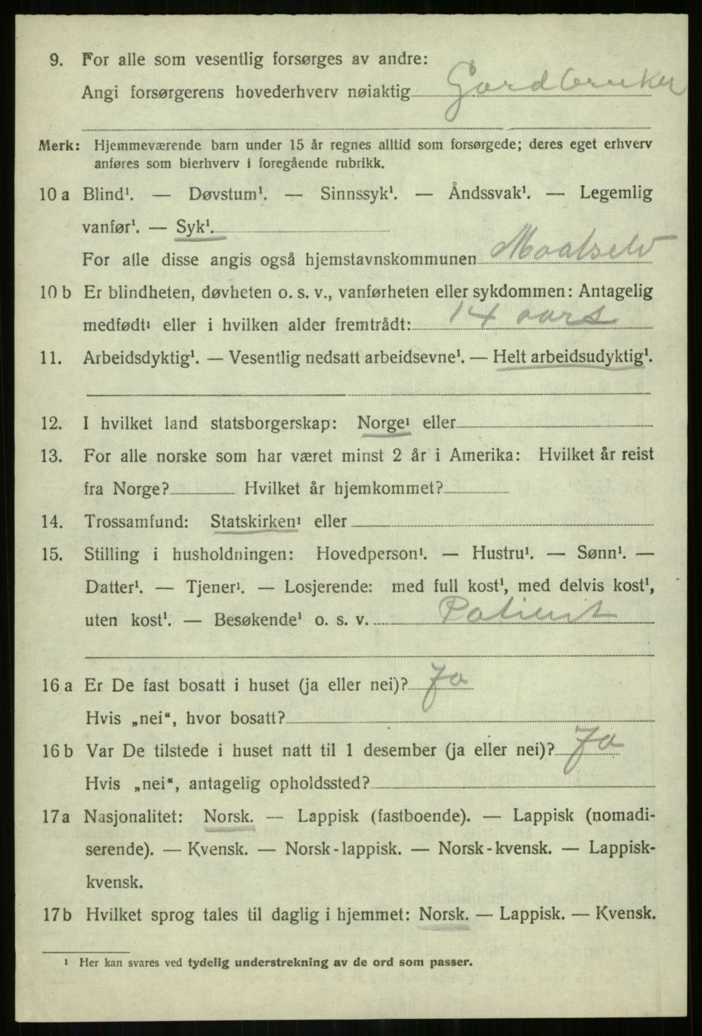 SATØ, 1920 census for Målselv, 1920, p. 4170