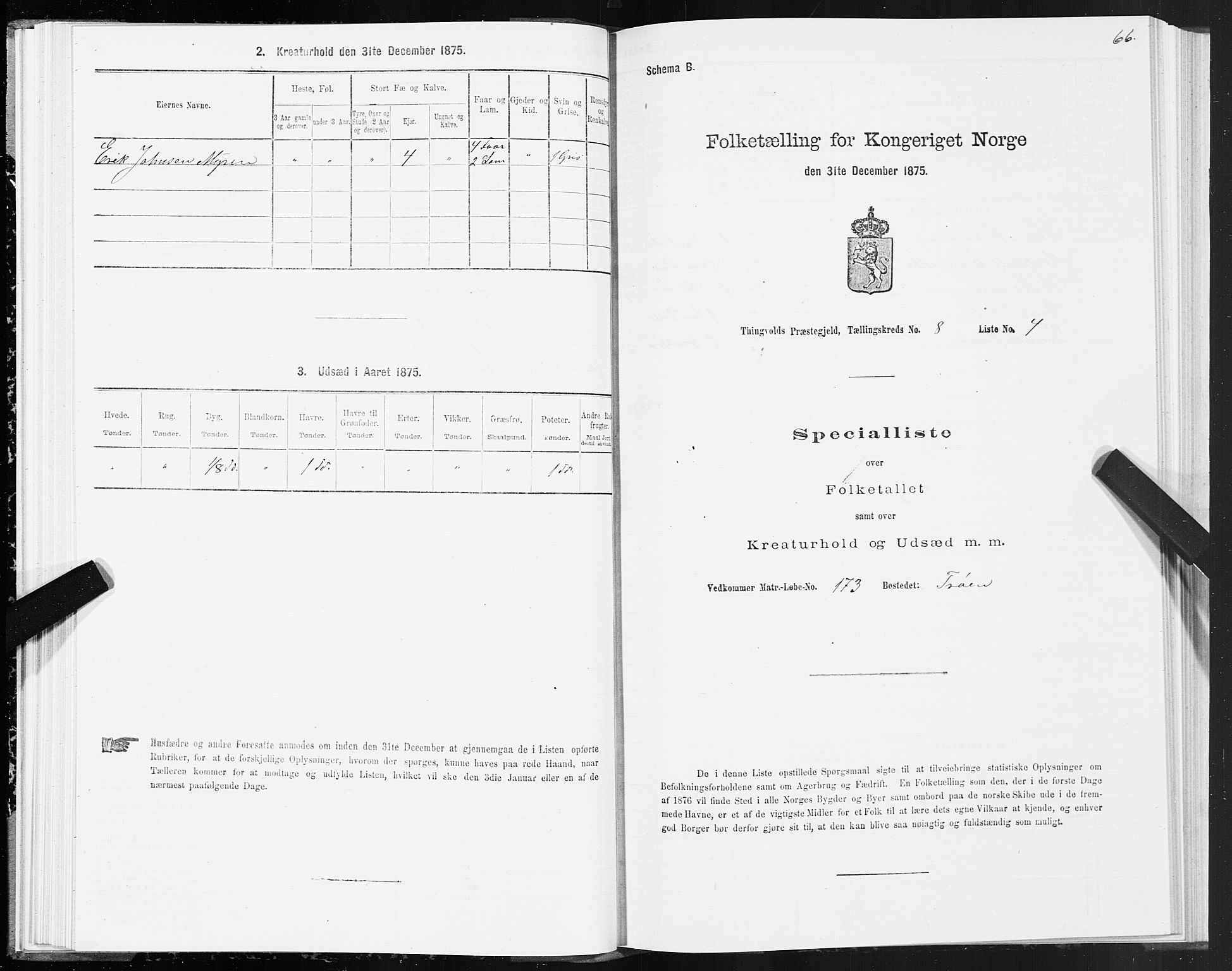 SAT, 1875 census for 1560P Tingvoll, 1875, p. 3066