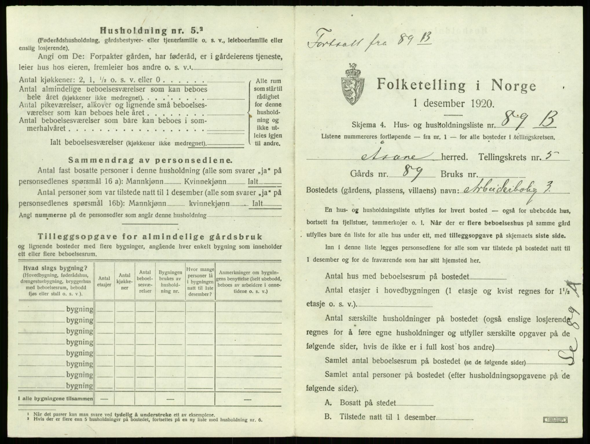 SAB, 1920 census for Åsane, 1920, p. 499