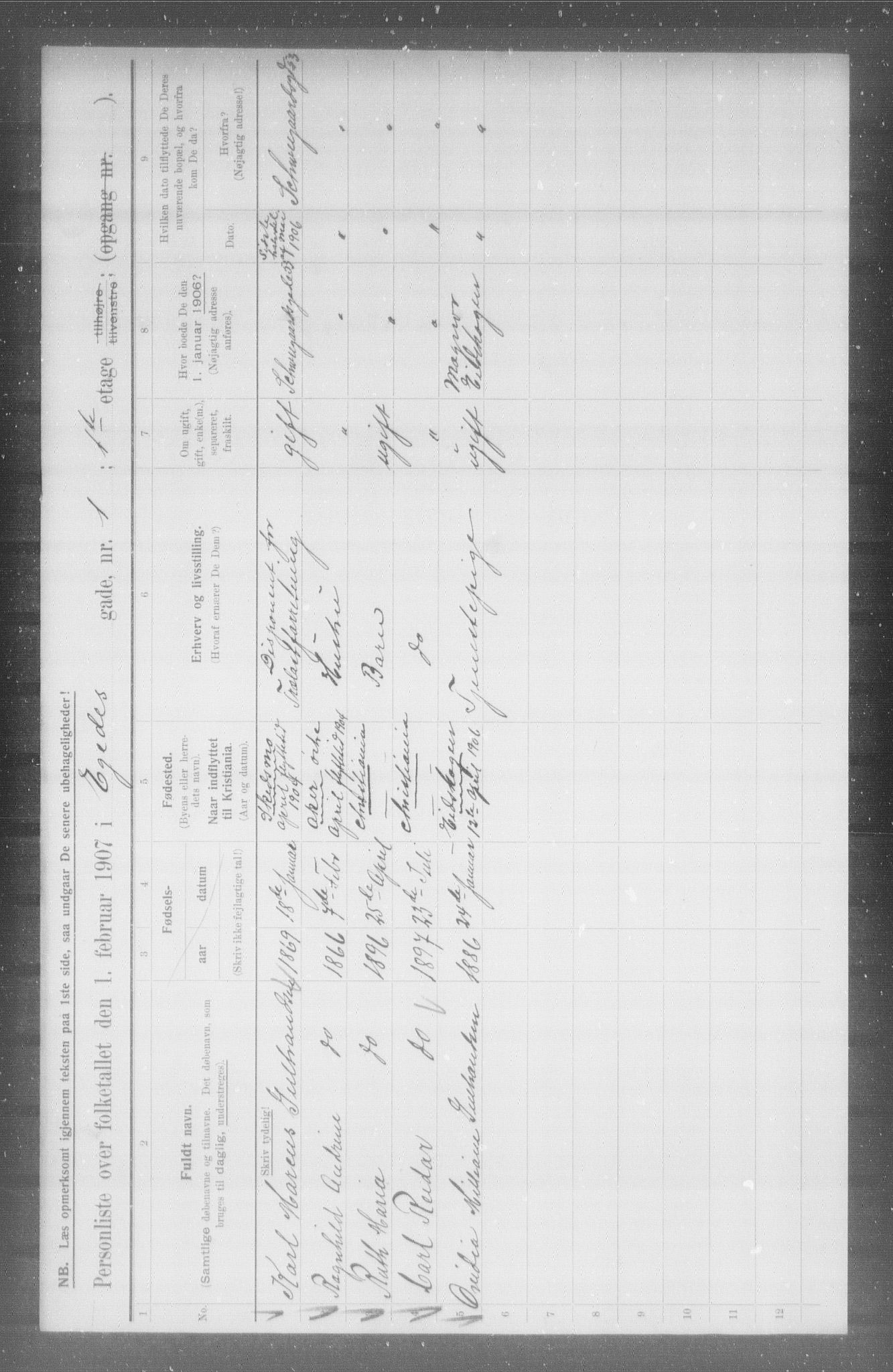 OBA, Municipal Census 1907 for Kristiania, 1907, p. 9547