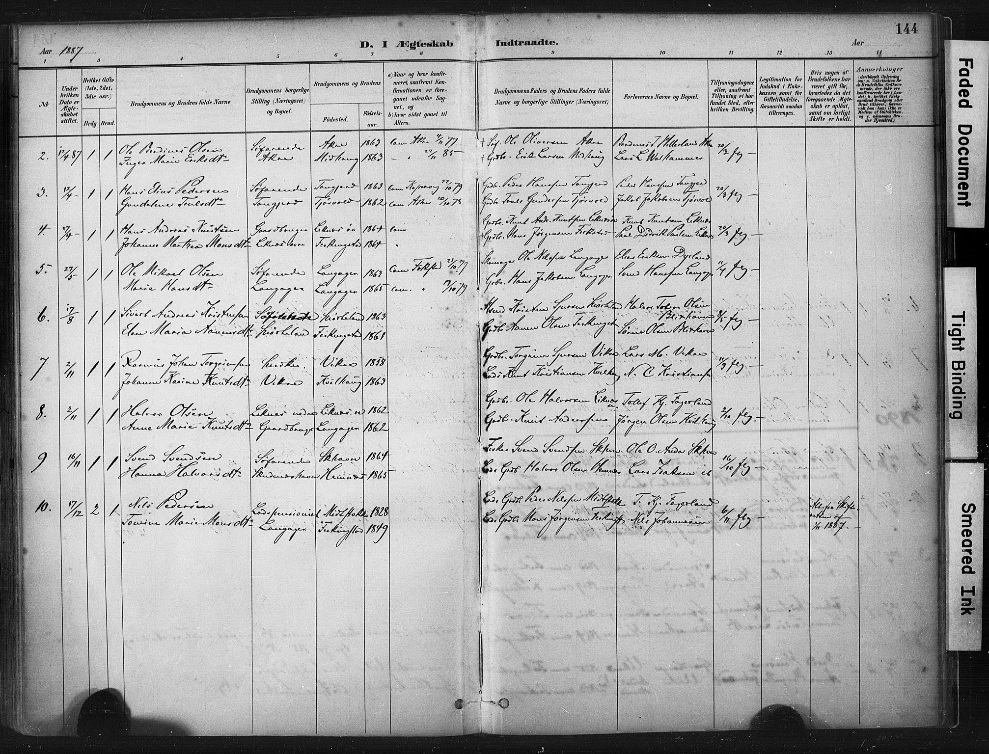 Skudenes sokneprestkontor, AV/SAST-A -101849/H/Ha/Haa/L0010: Parish register (official) no. A 7, 1882-1912, p. 144