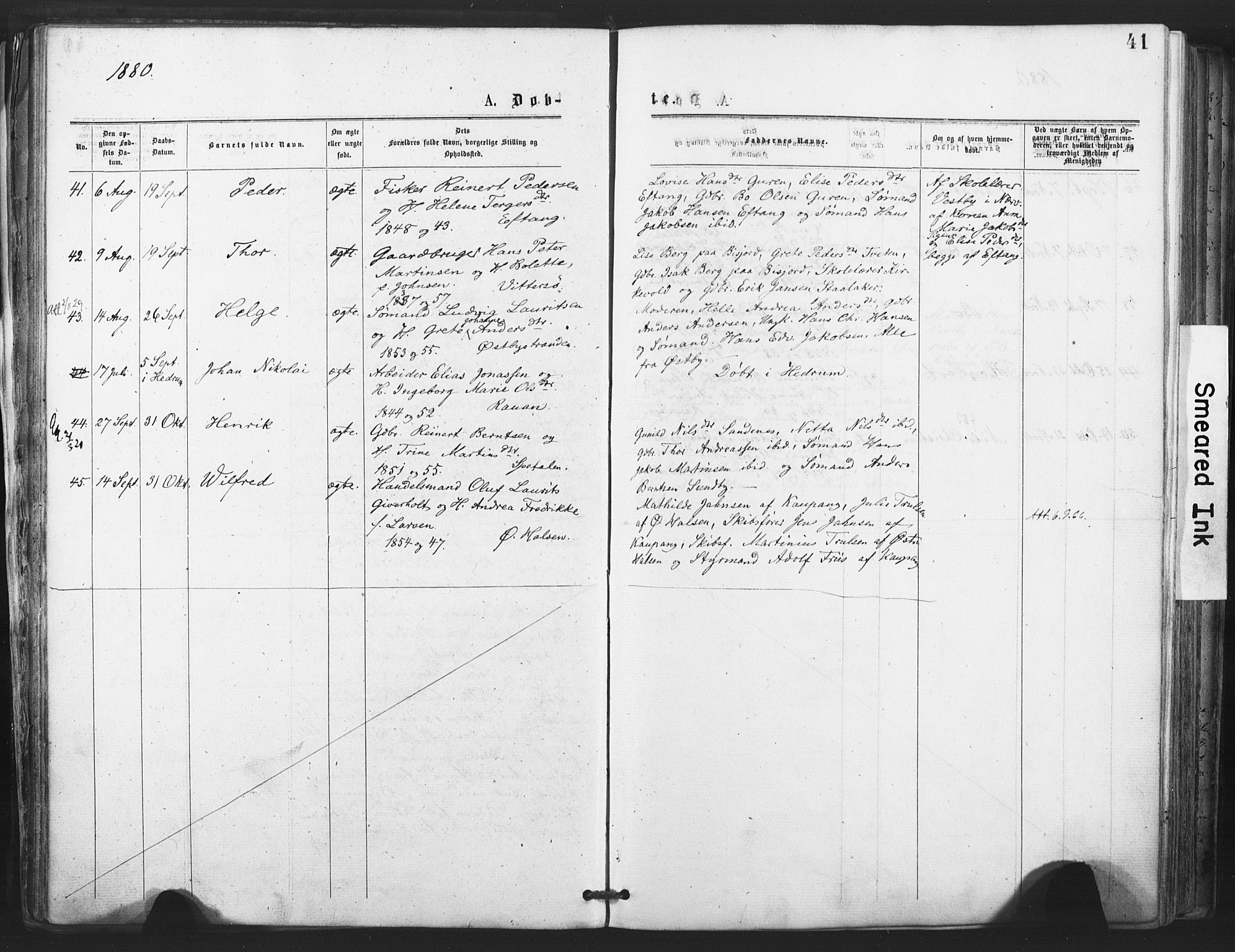 Tjølling kirkebøker, SAKO/A-60/F/Fa/L0008: Parish register (official) no. 8, 1877-1886, p. 41