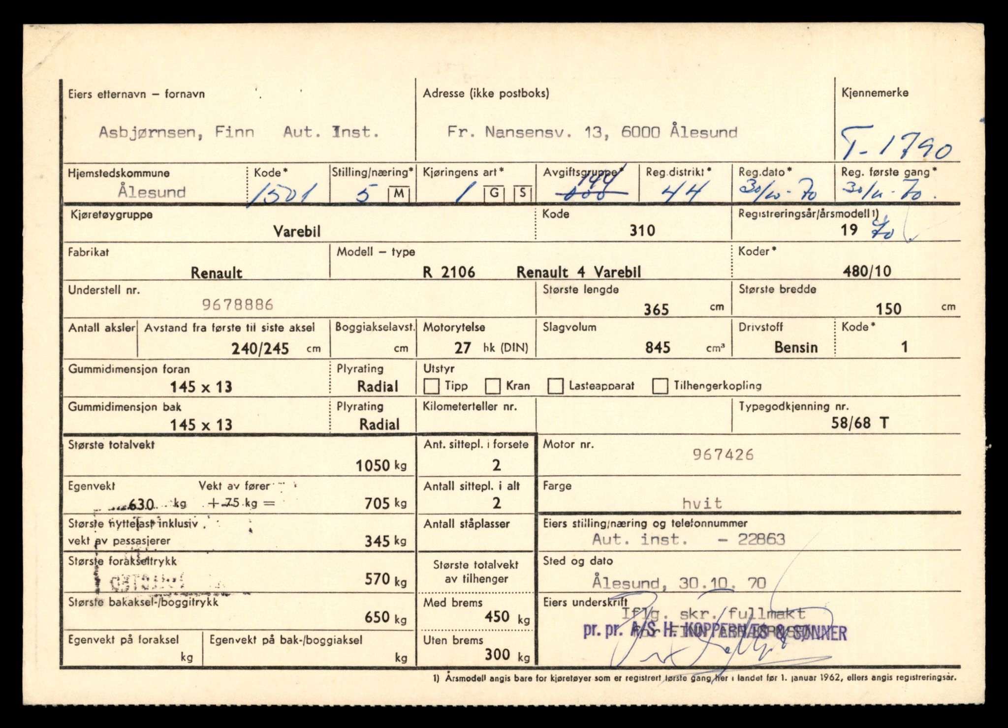 Møre og Romsdal vegkontor - Ålesund trafikkstasjon, AV/SAT-A-4099/F/Fe/L0015: Registreringskort for kjøretøy T 1700 - T 1850, 1927-1998, p. 1815