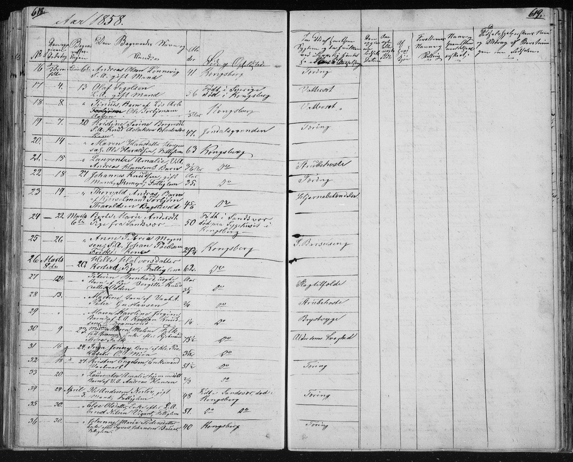 Kongsberg kirkebøker, SAKO/A-22/F/Fa/L0009: Parish register (official) no. I 9, 1839-1858, p. 618-619