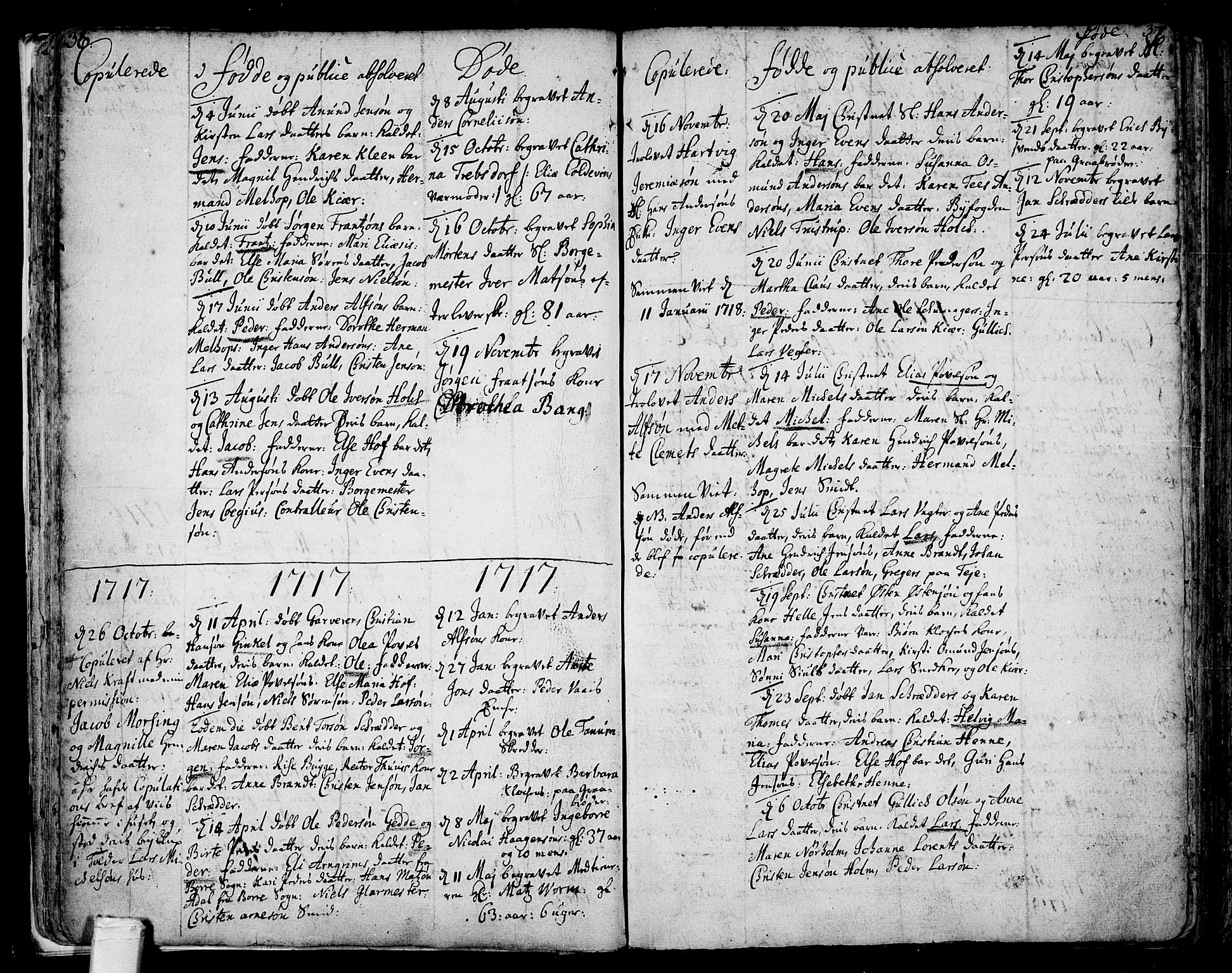 Tønsberg kirkebøker, AV/SAKO-A-330/F/Fb/L0001: Parish register (official) no. II 1, 1690-1796, p. 36-37