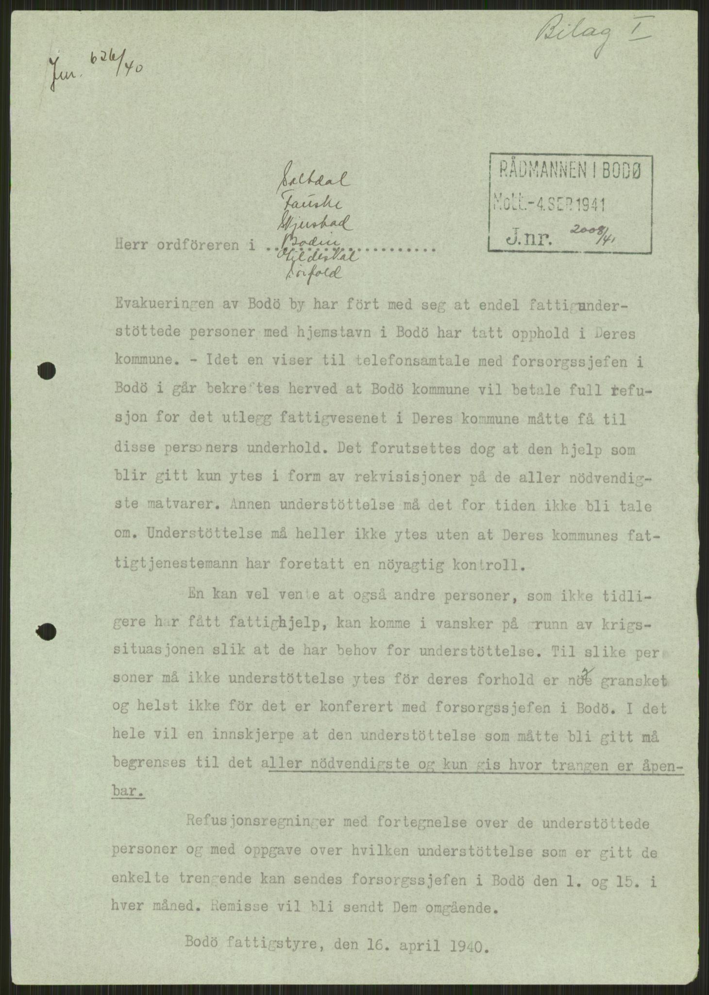 Forsvaret, Forsvarets krigshistoriske avdeling, AV/RA-RAFA-2017/Y/Ya/L0017: II-C-11-31 - Fylkesmenn.  Rapporter om krigsbegivenhetene 1940., 1940, p. 68